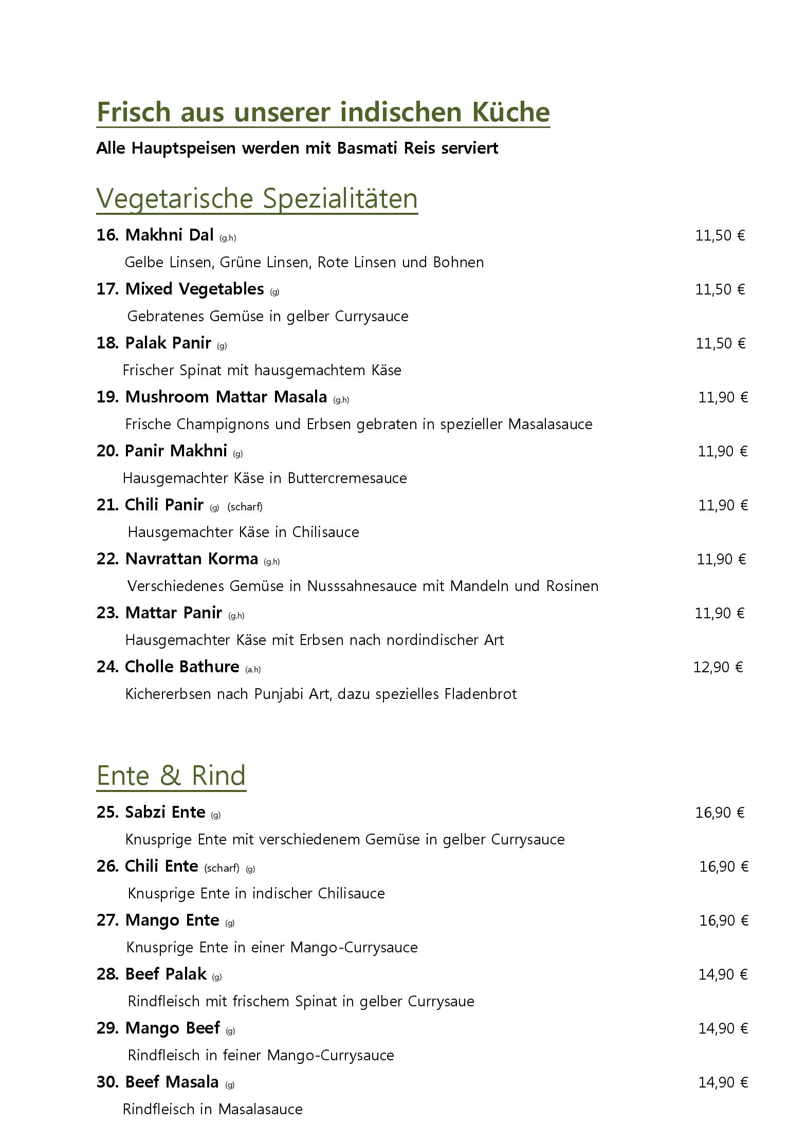 Speisekarte