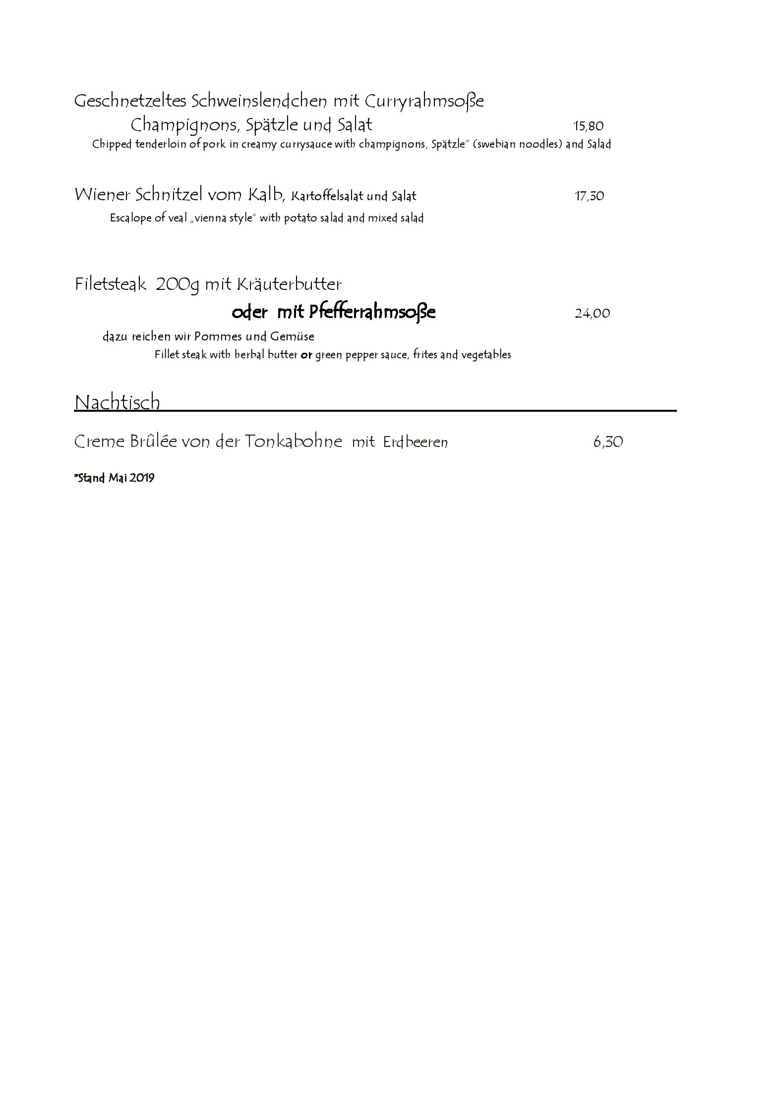 Speisekarte