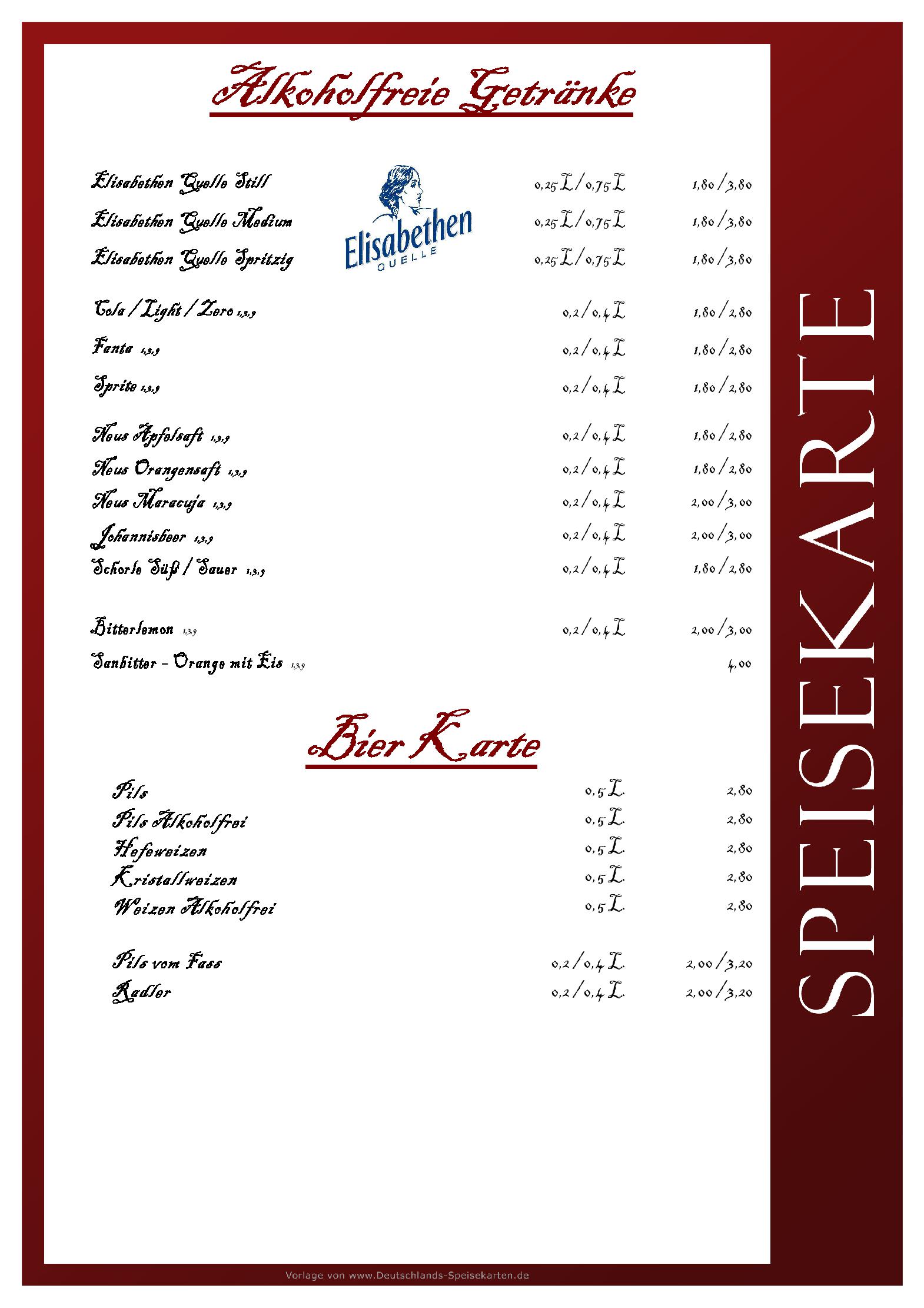 Speisekarte