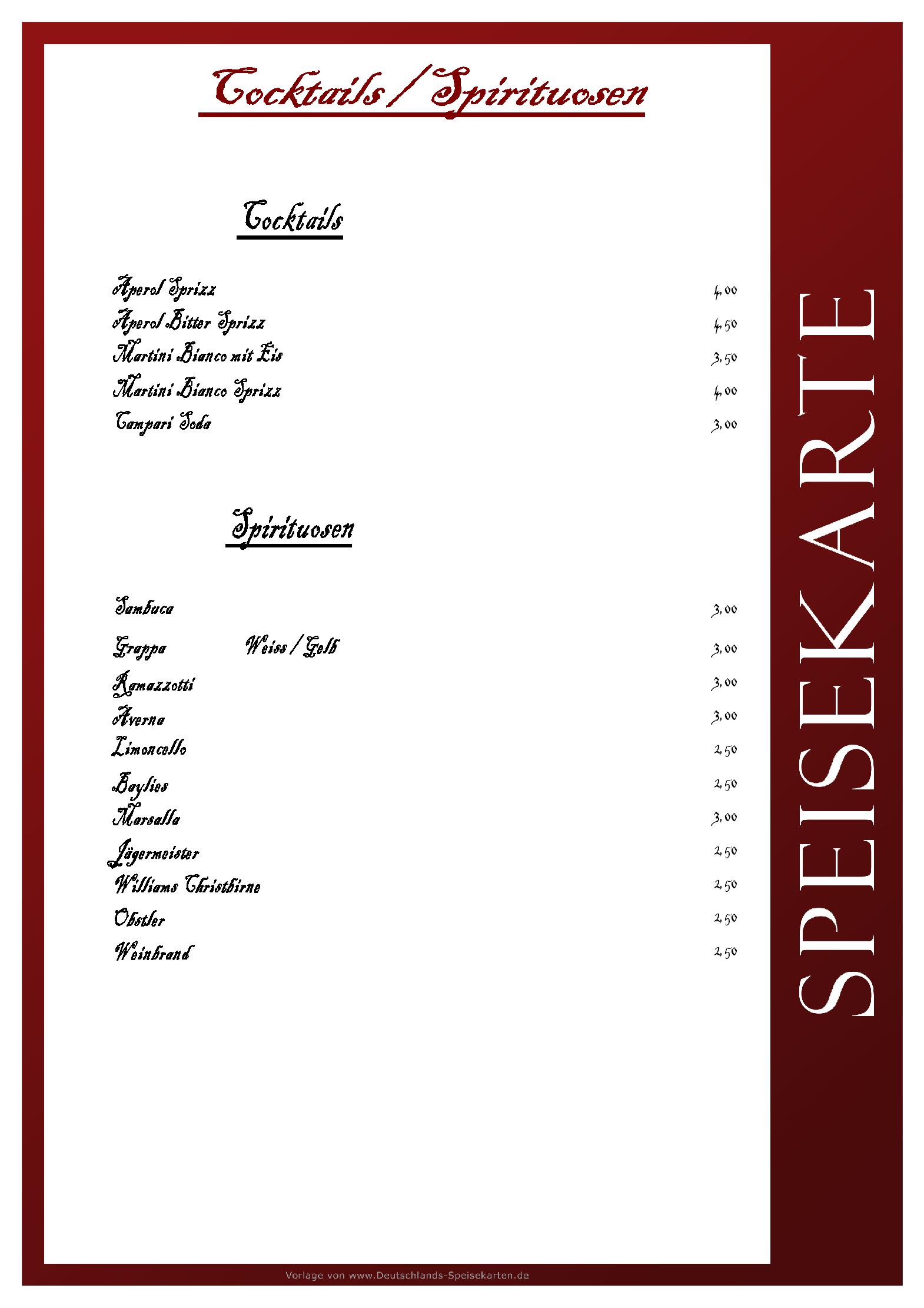 Speisekarte