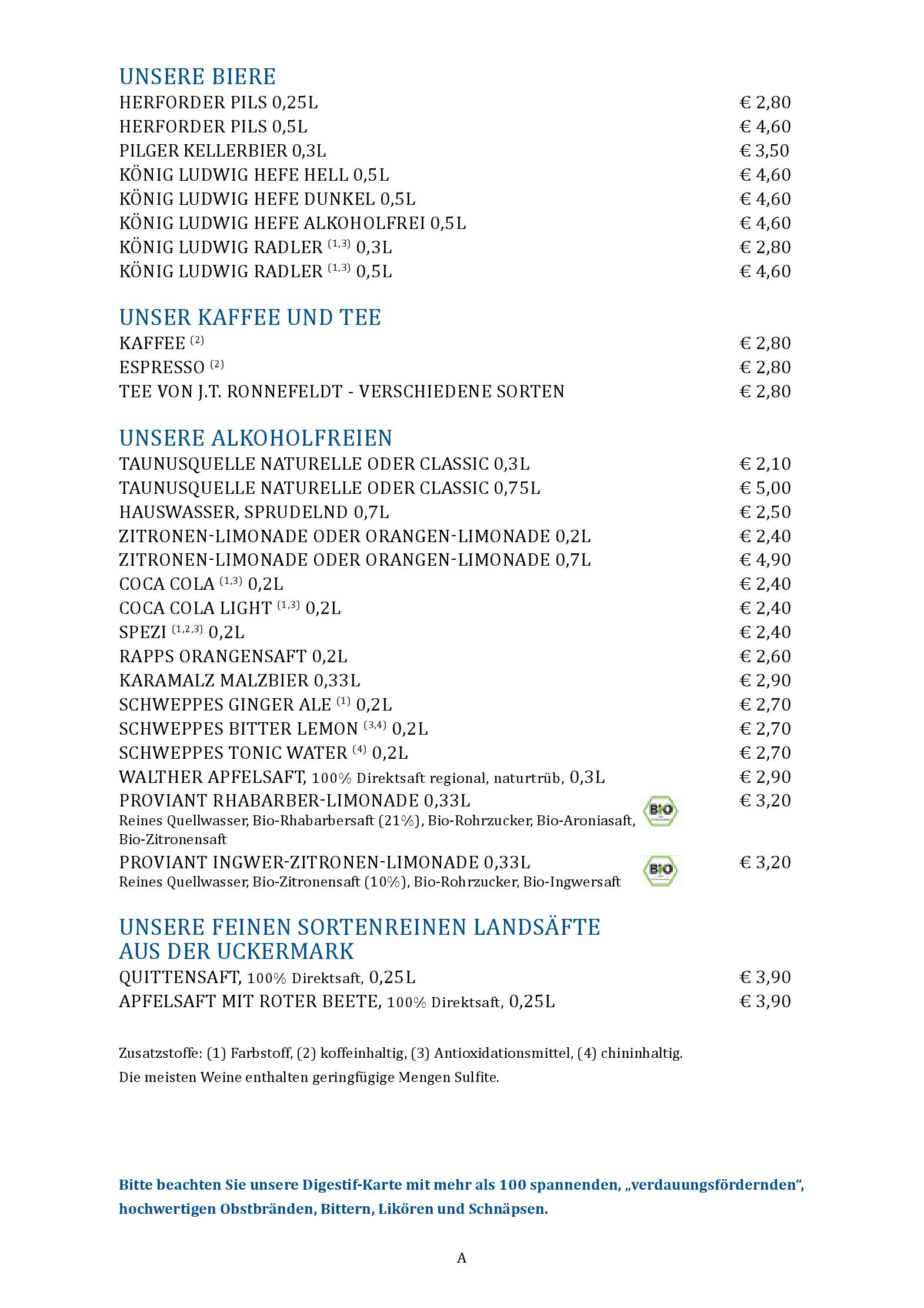 Speisekarte