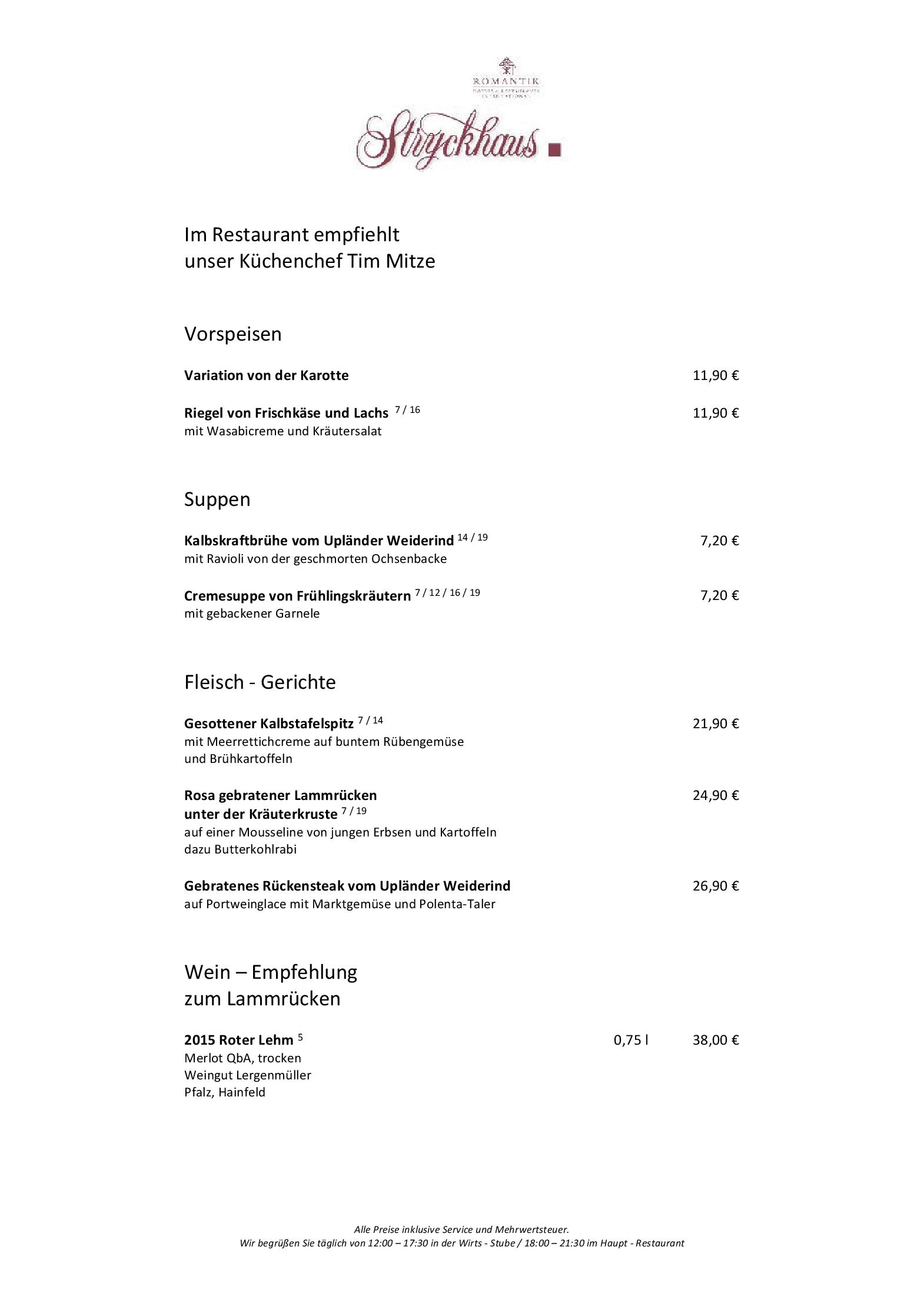 Speisekarte
