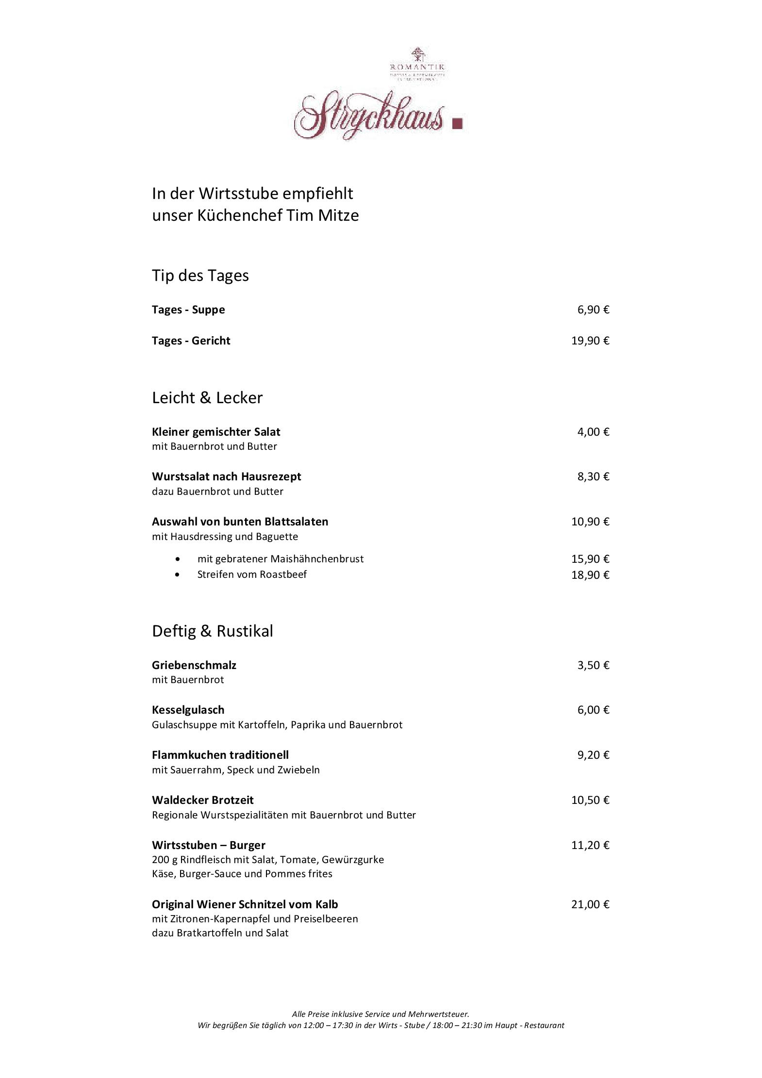 Speisekarte