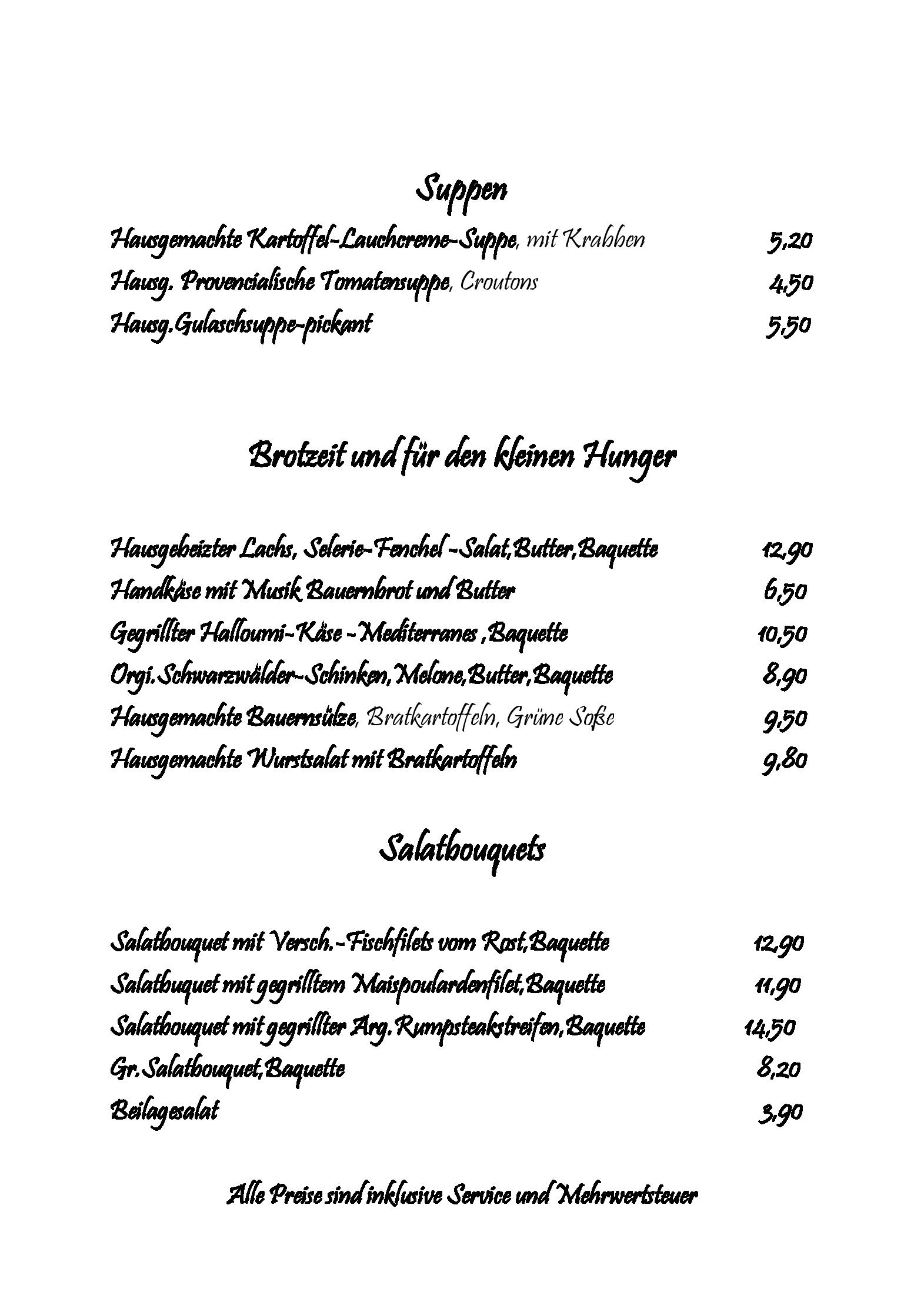 Speisekarte