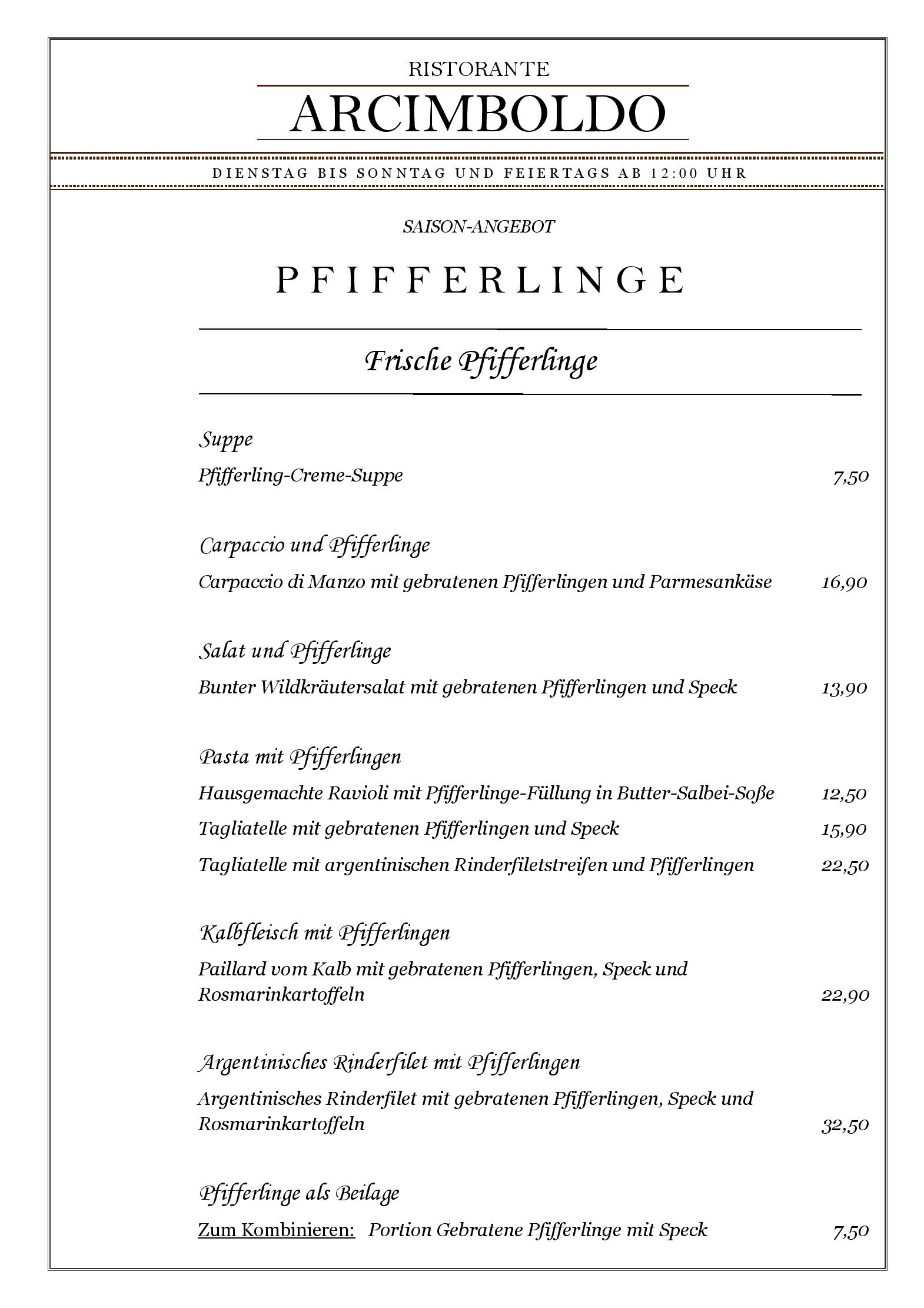 Speisekarte