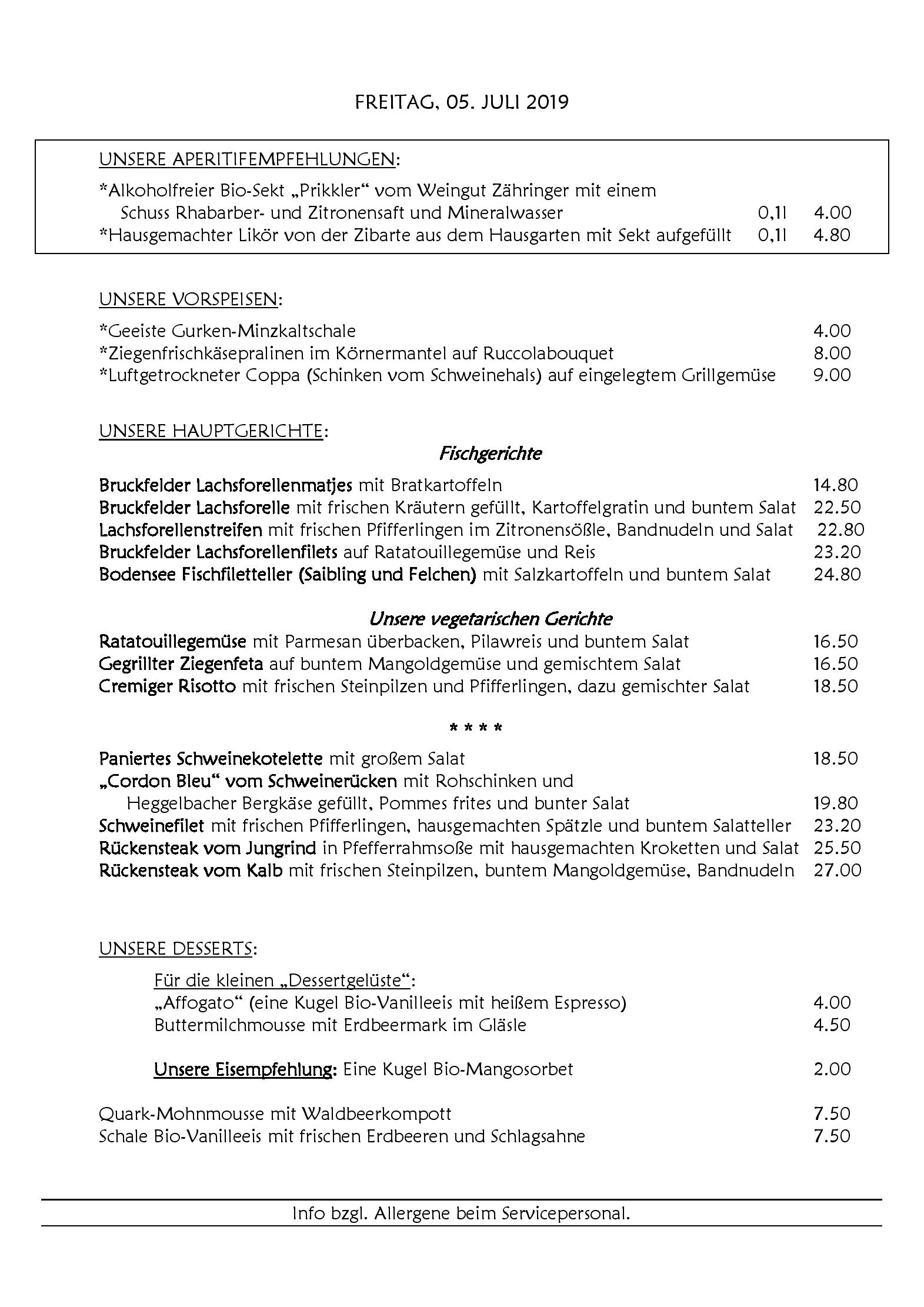 Speisekarte