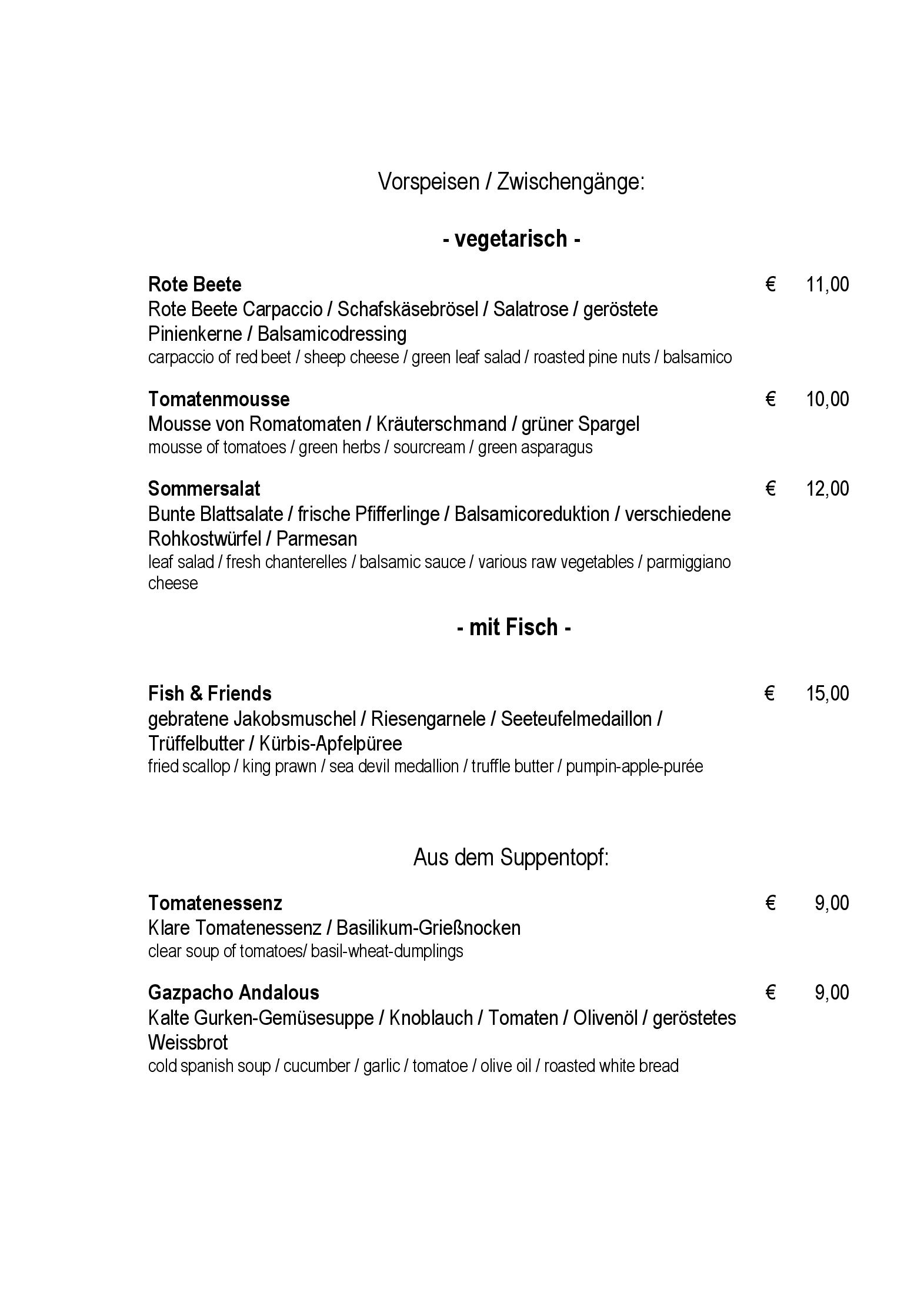 Speisekarte