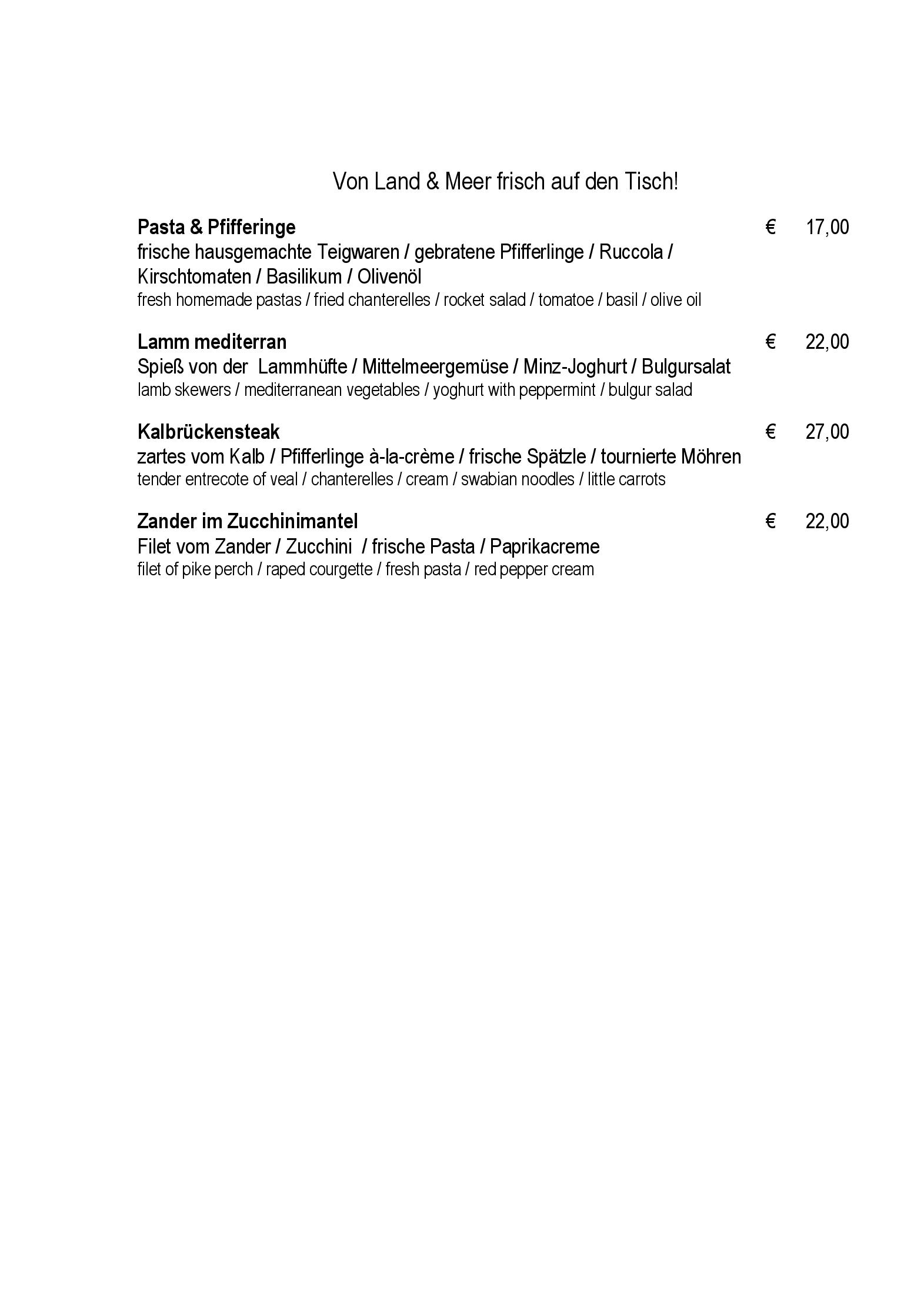 Speisekarte