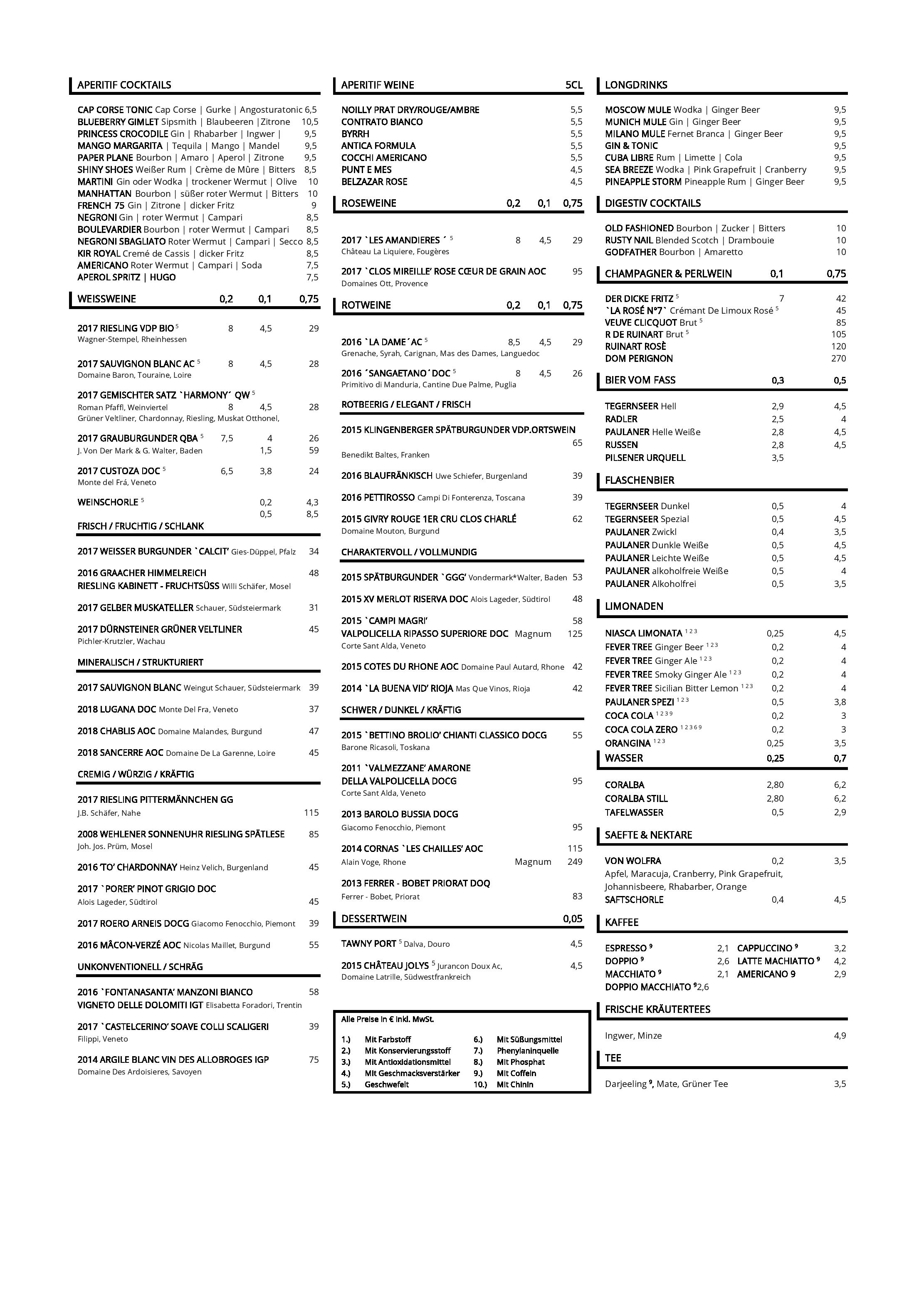 Speisekarte