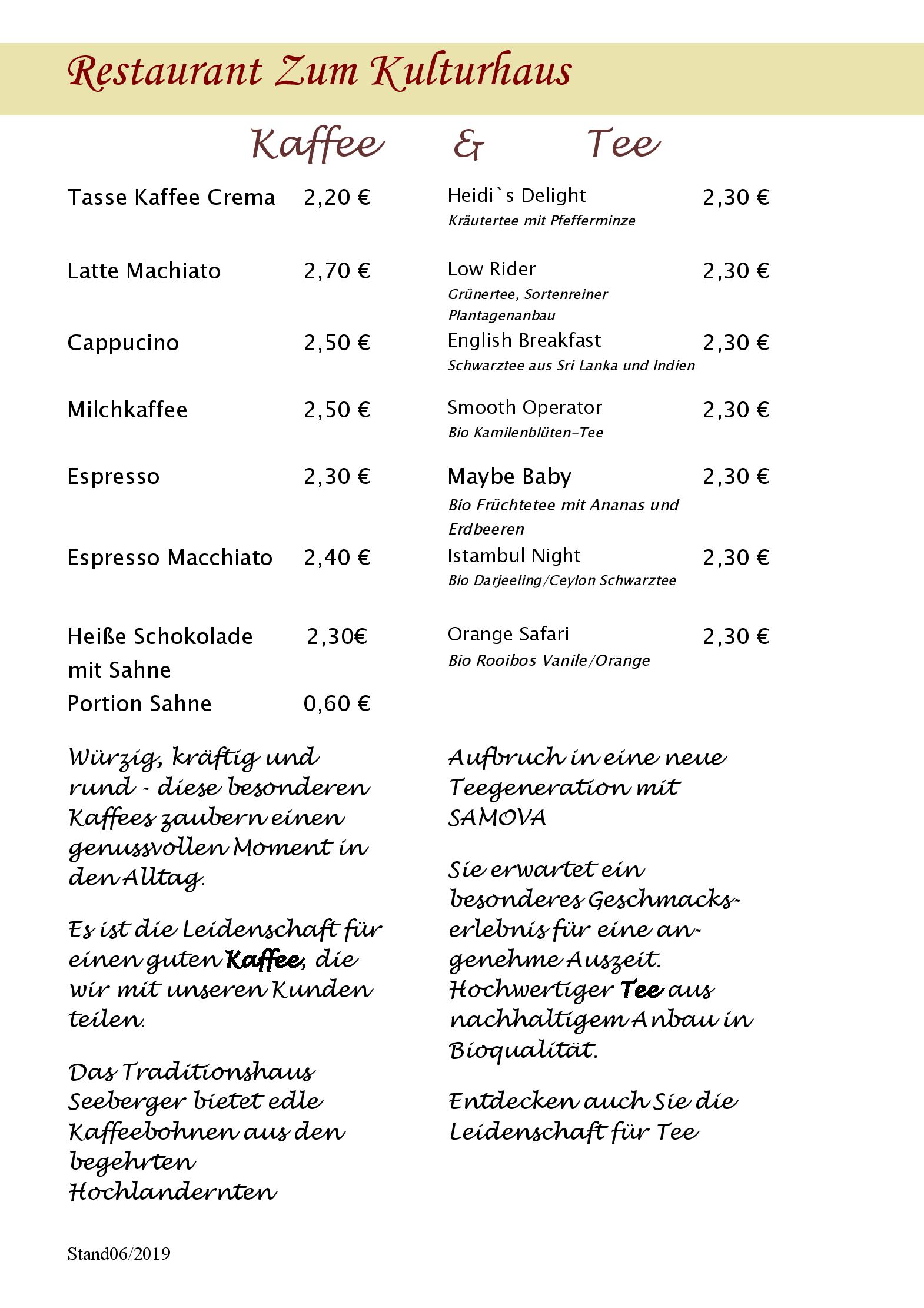 Speisekarte