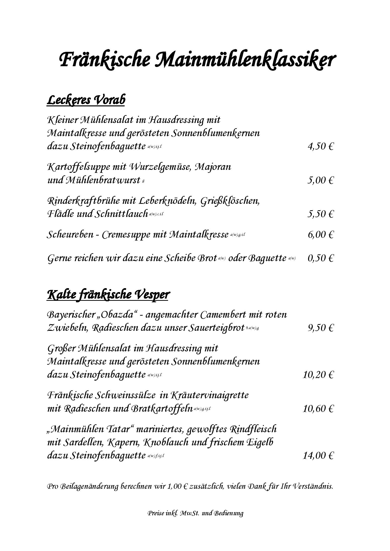 Speisekarte
