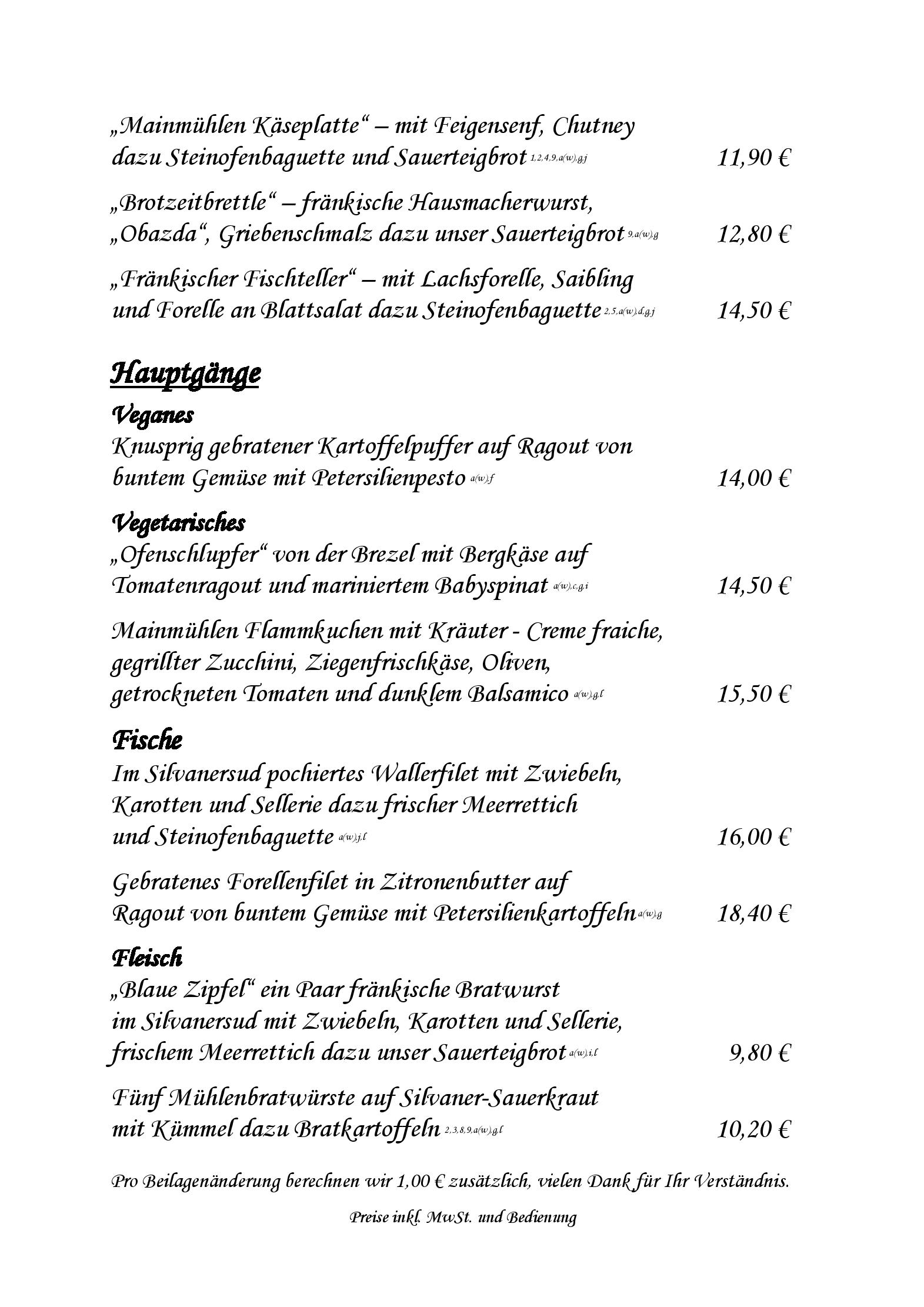 Speisekarte