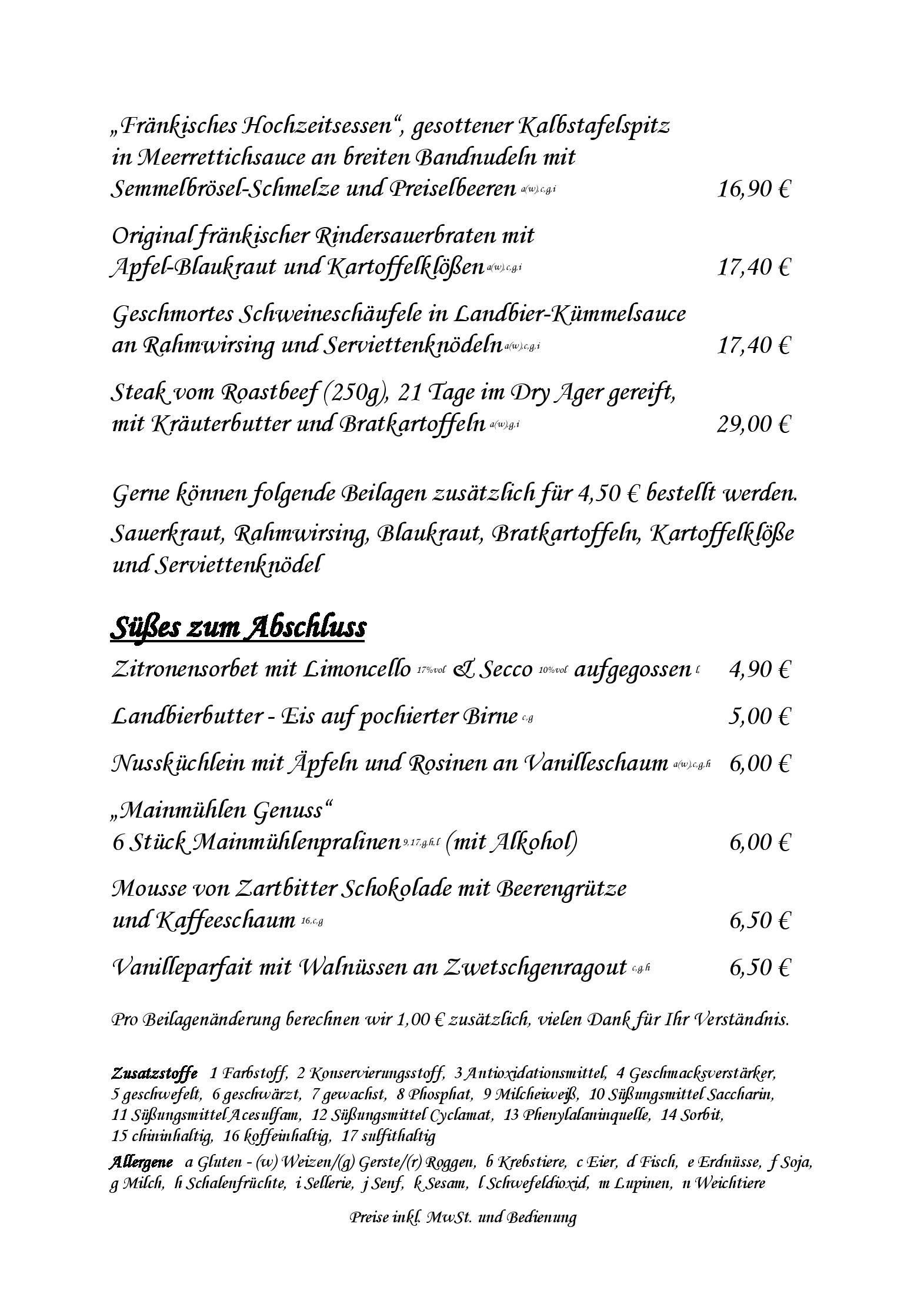 Speisekarte
