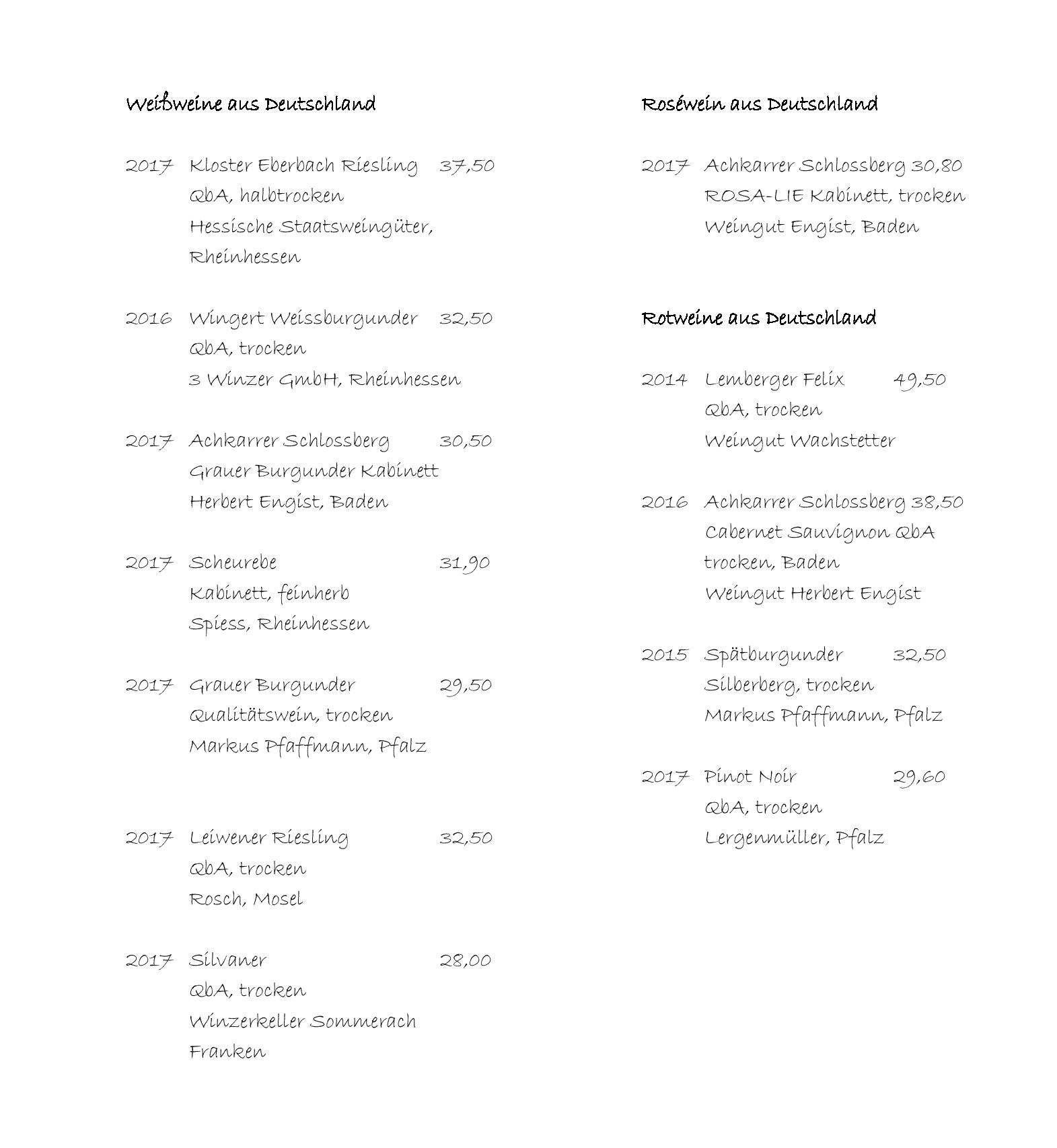 Speisekarte