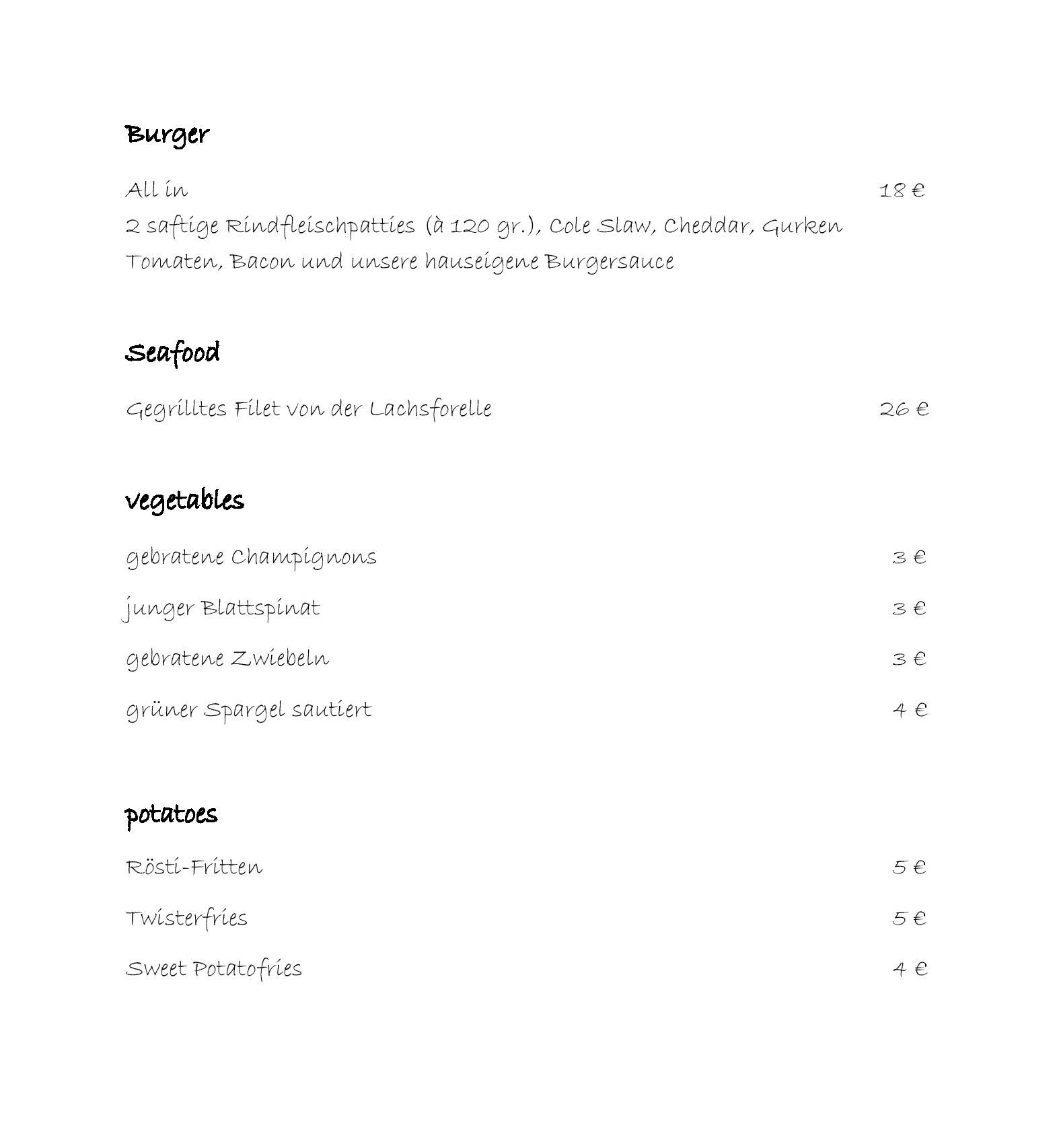 Speisekarte