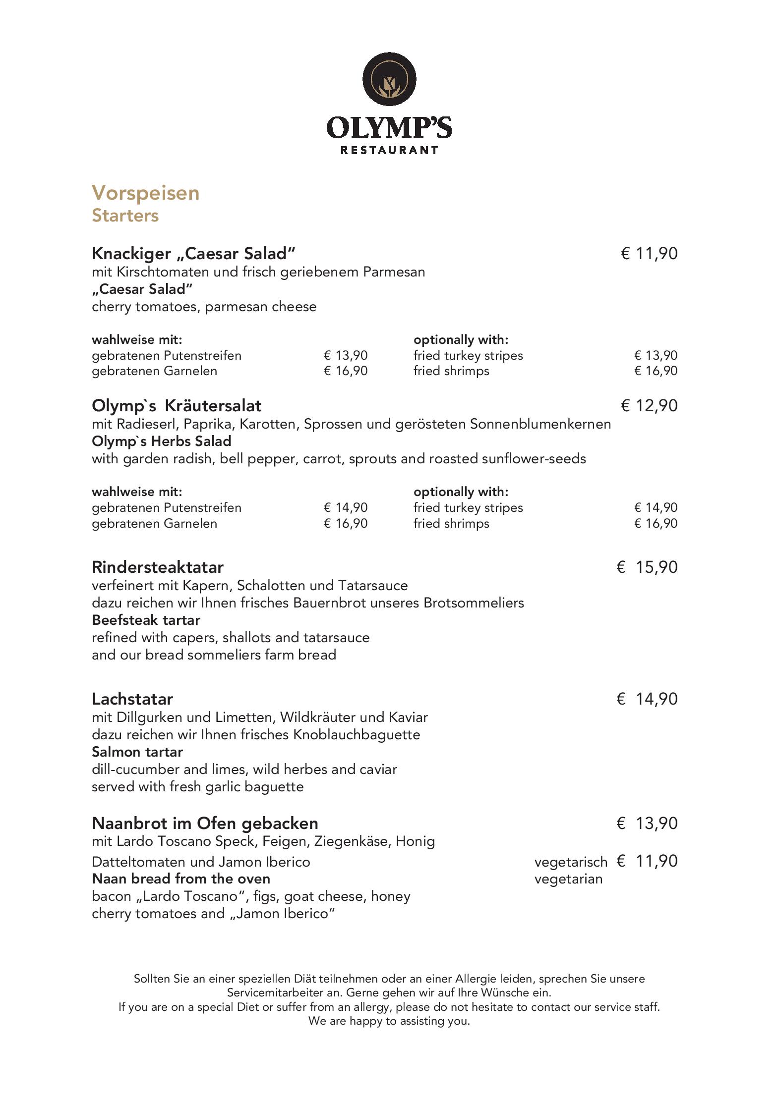 Speisekarte