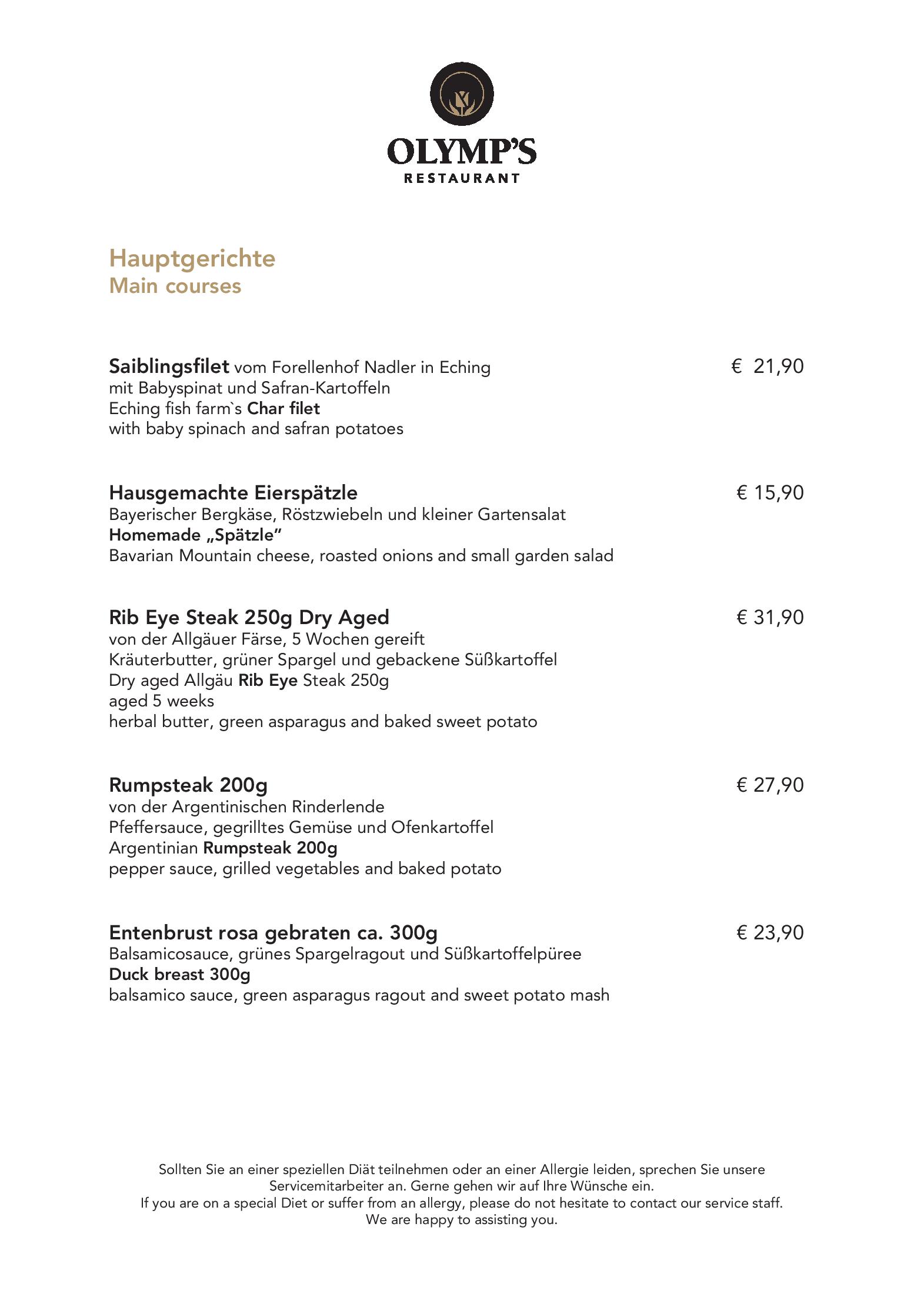 Speisekarte