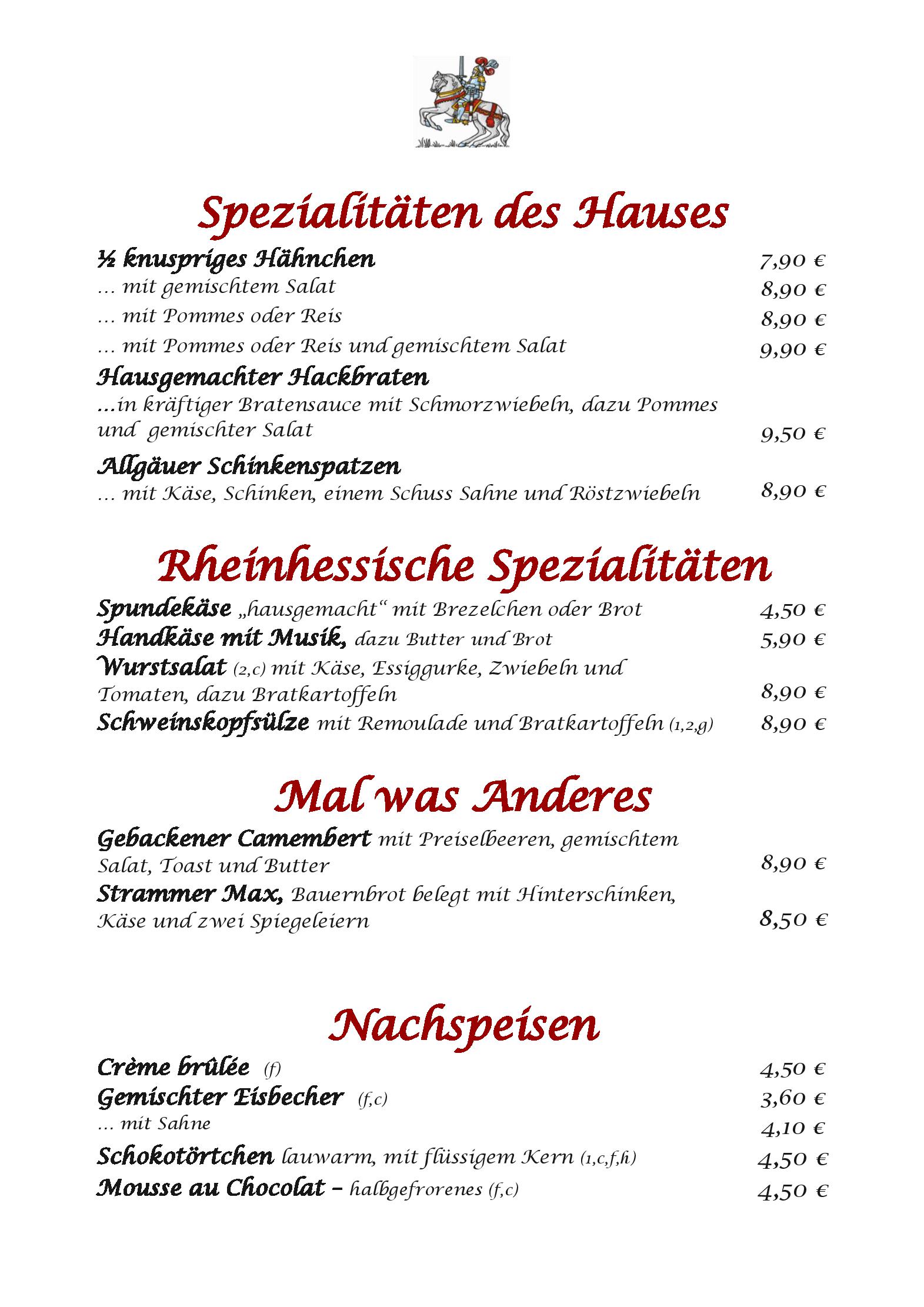 Speisekarte