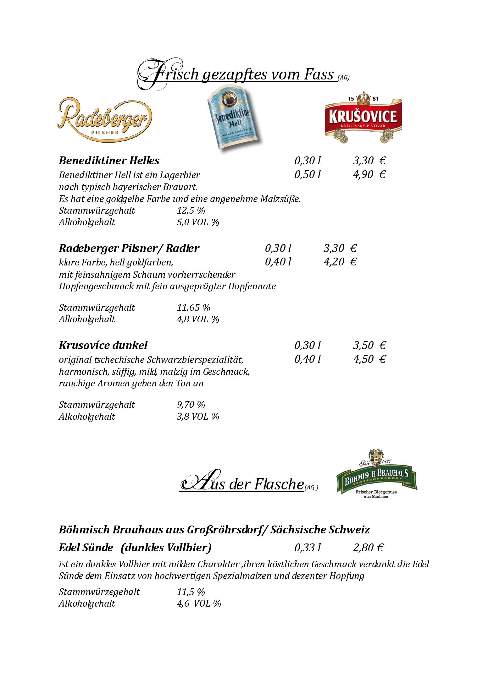 Speisekarte