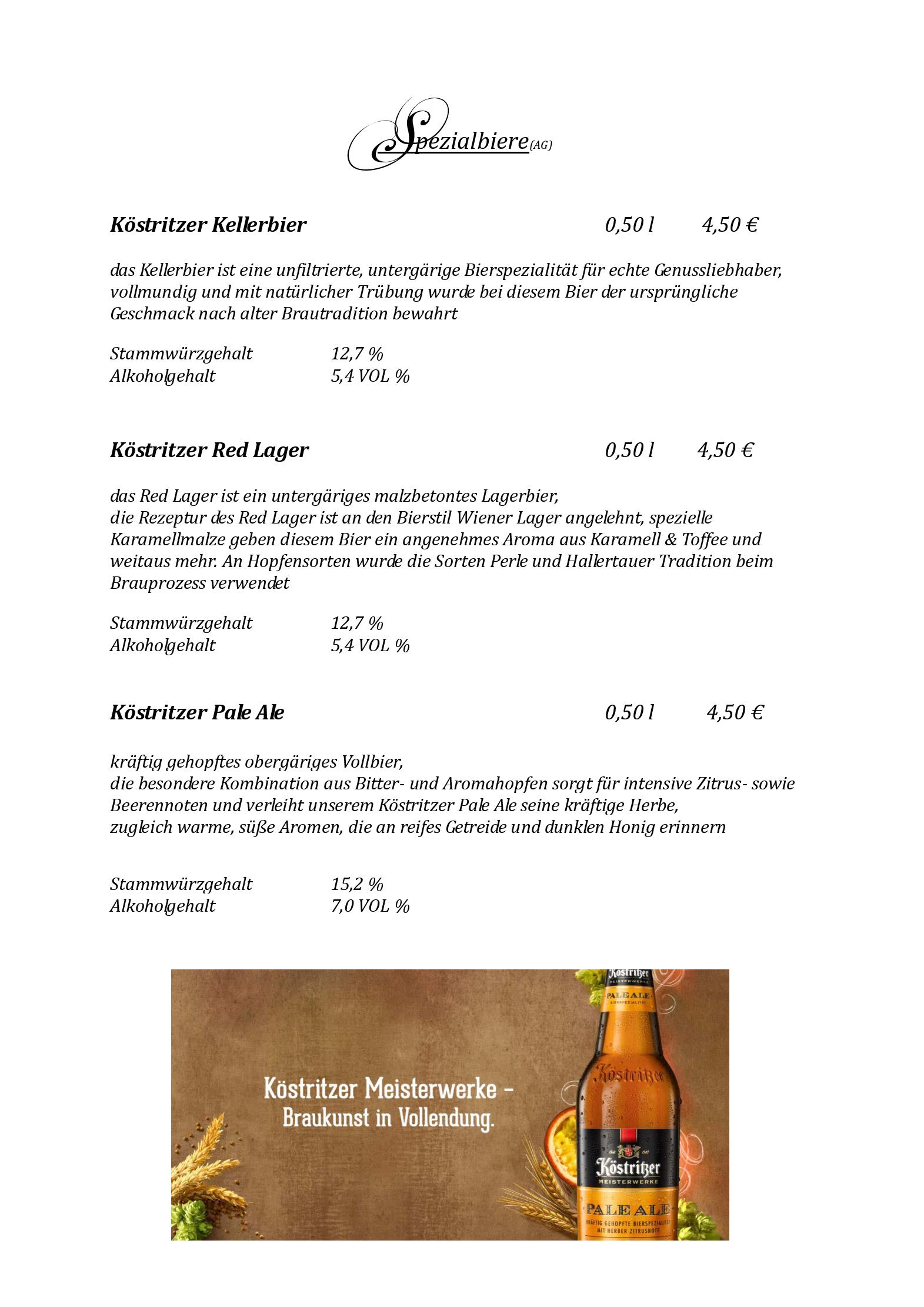 Speisekarte
