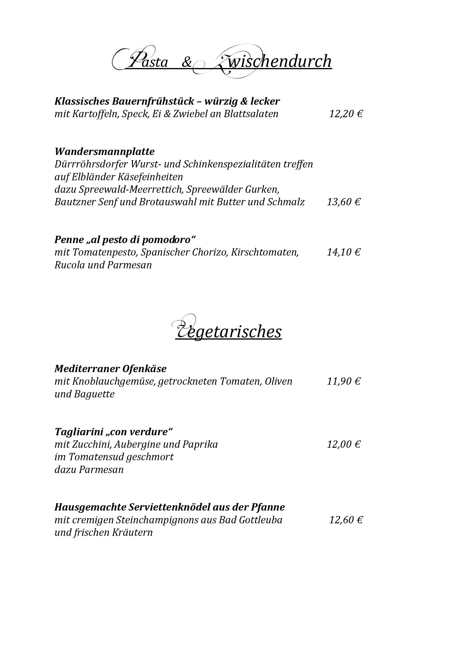 Speisekarte