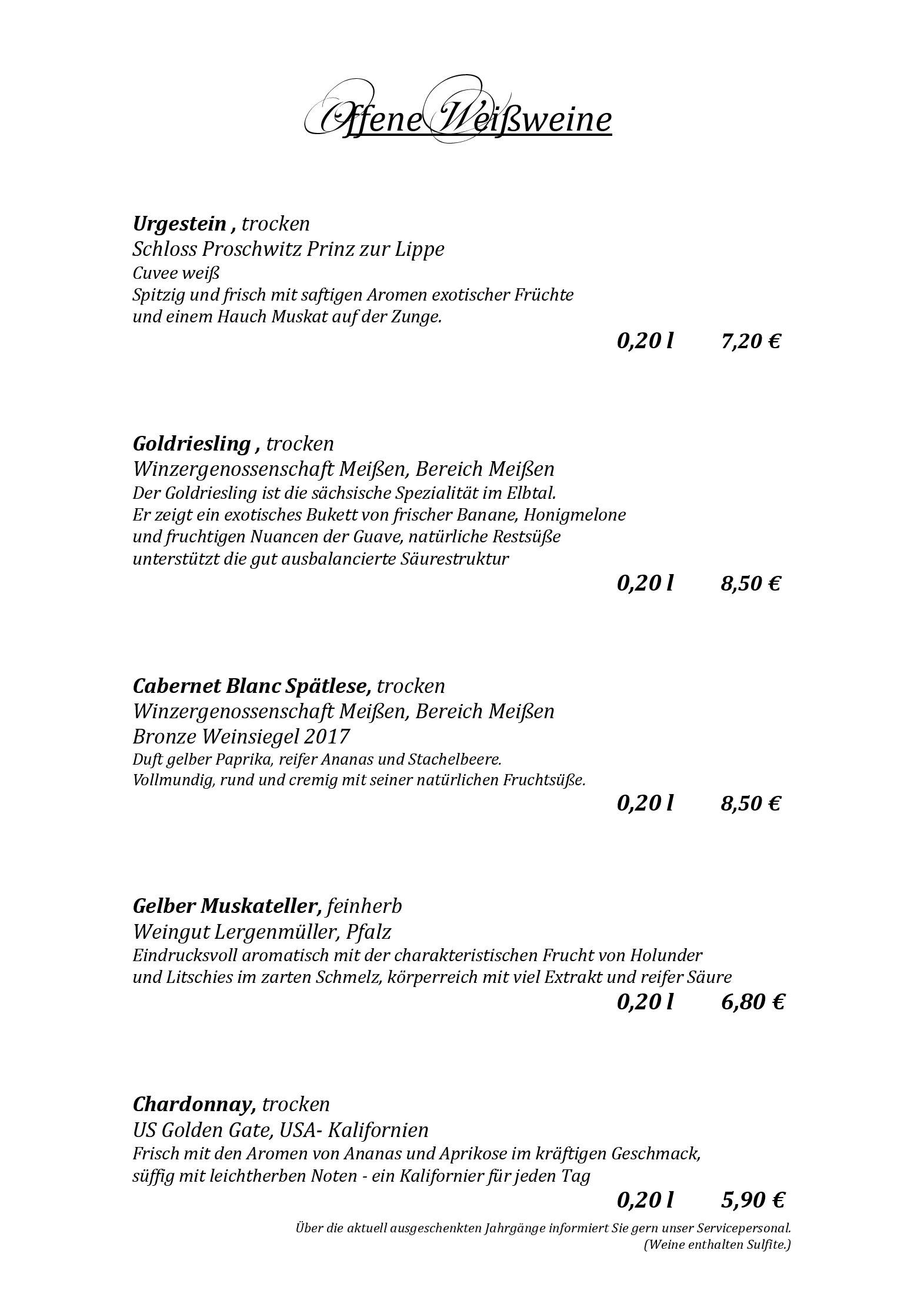 Speisekarte
