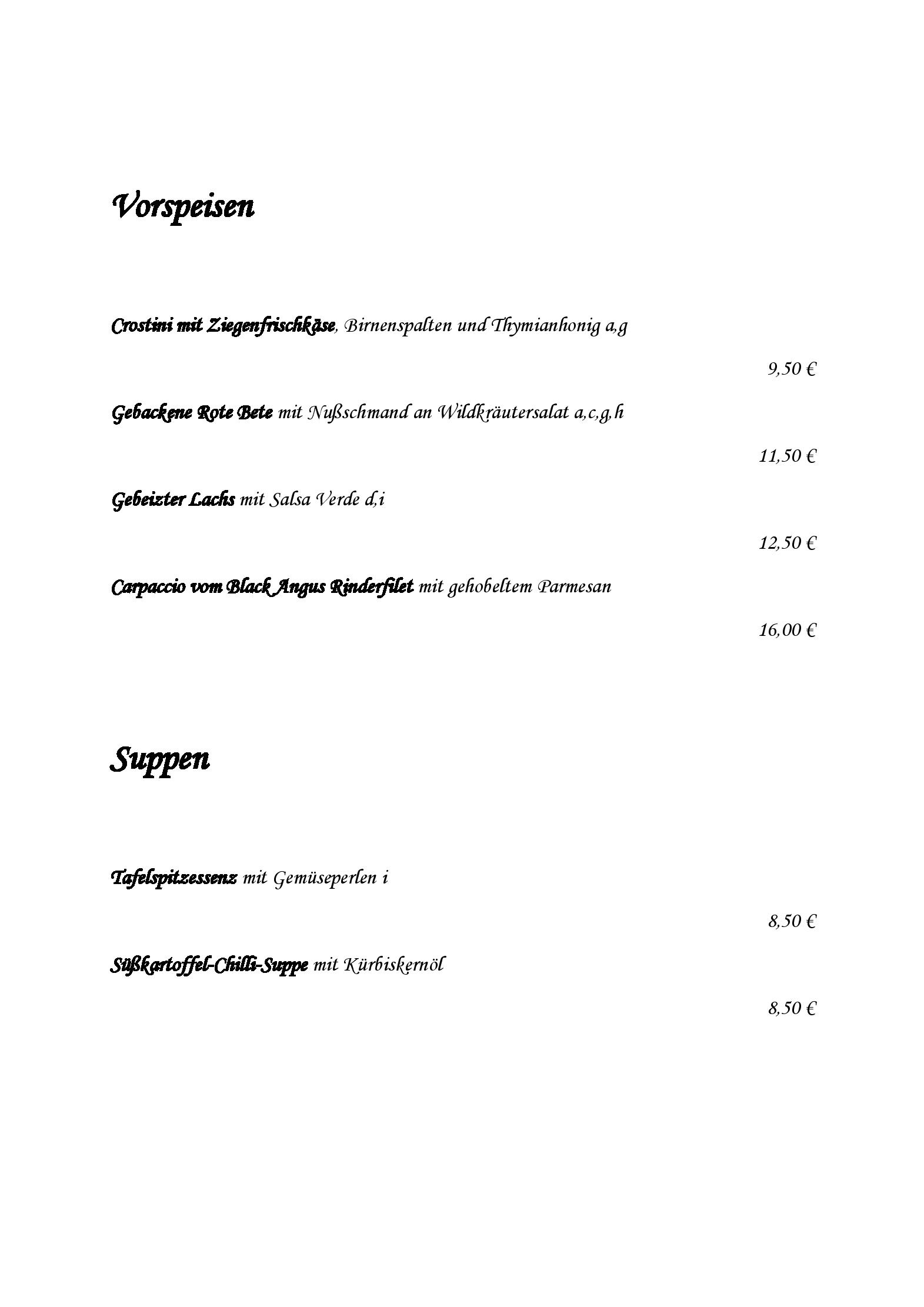 Speisekarte