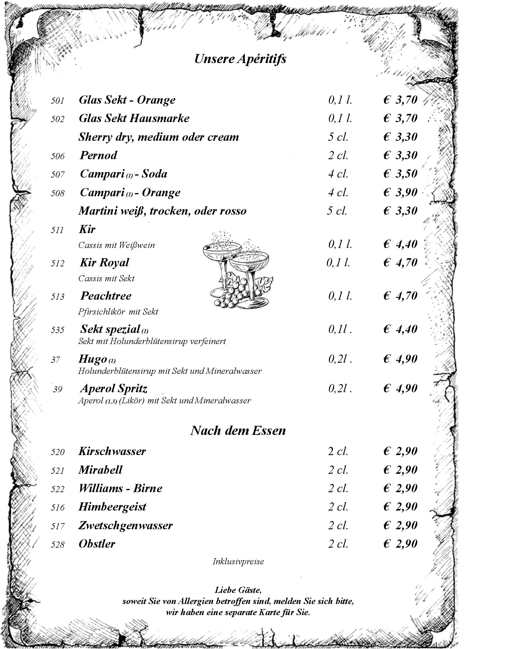 Speisekarte