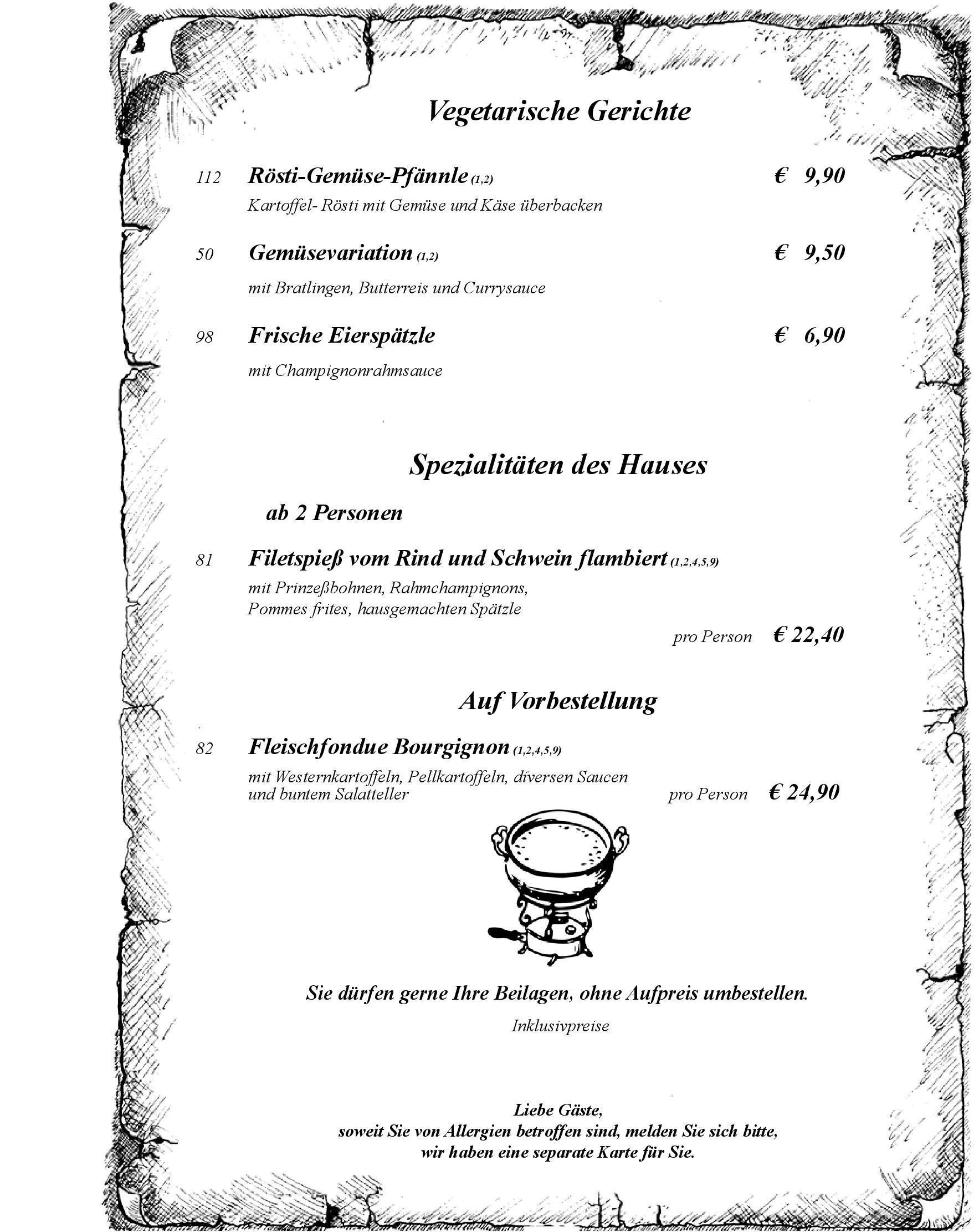 Speisekarte