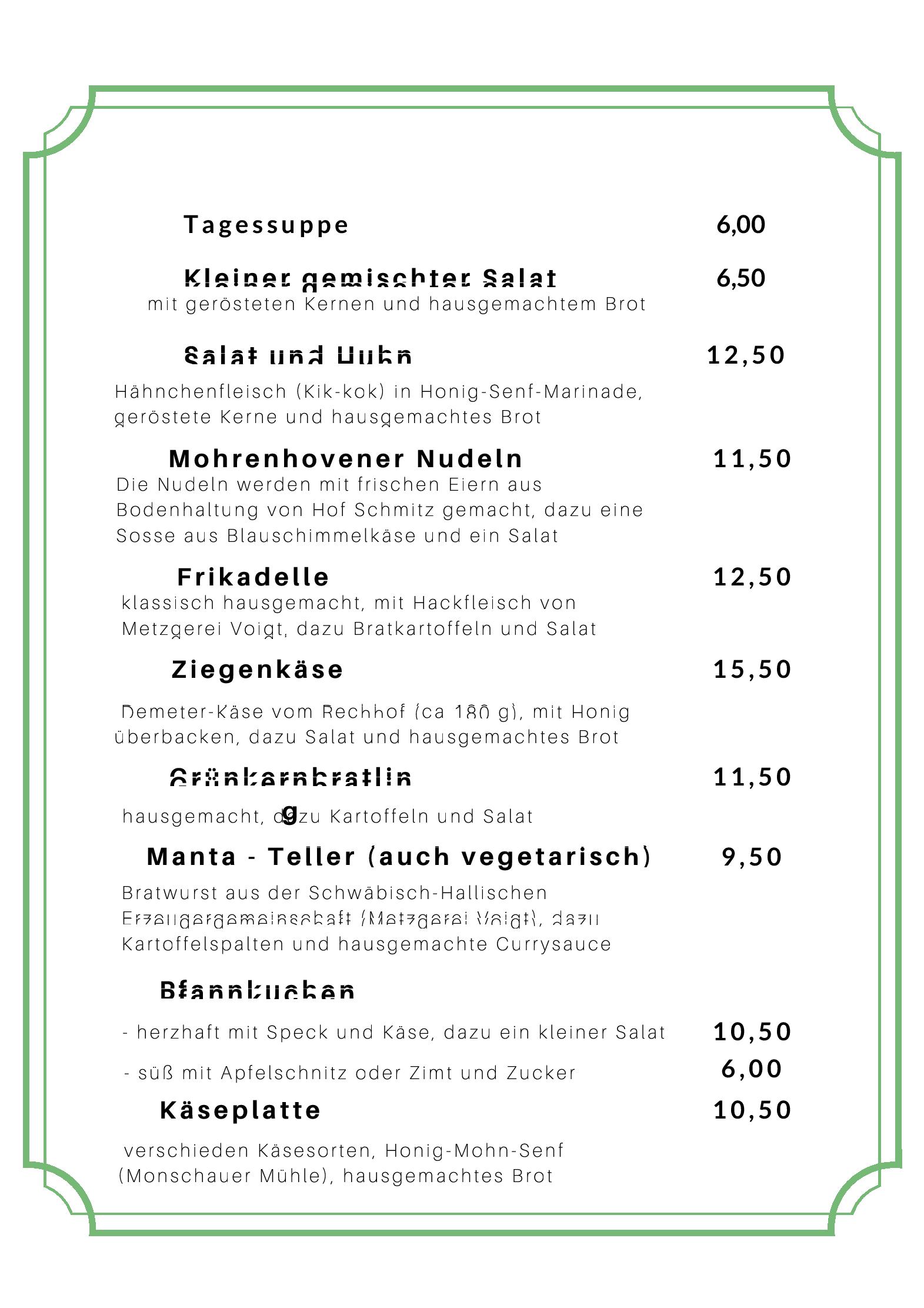 Speisekarte