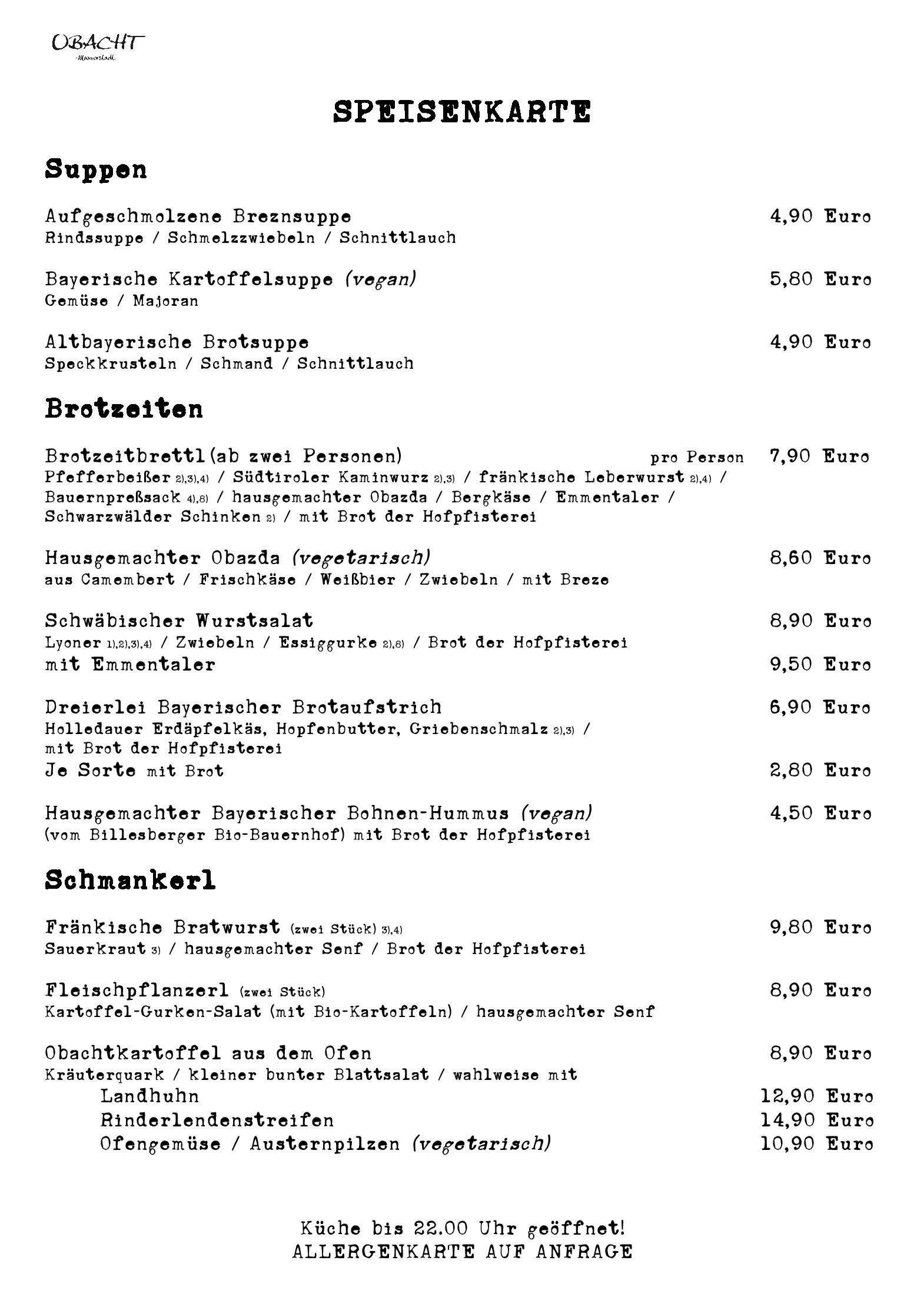 Speisekarte