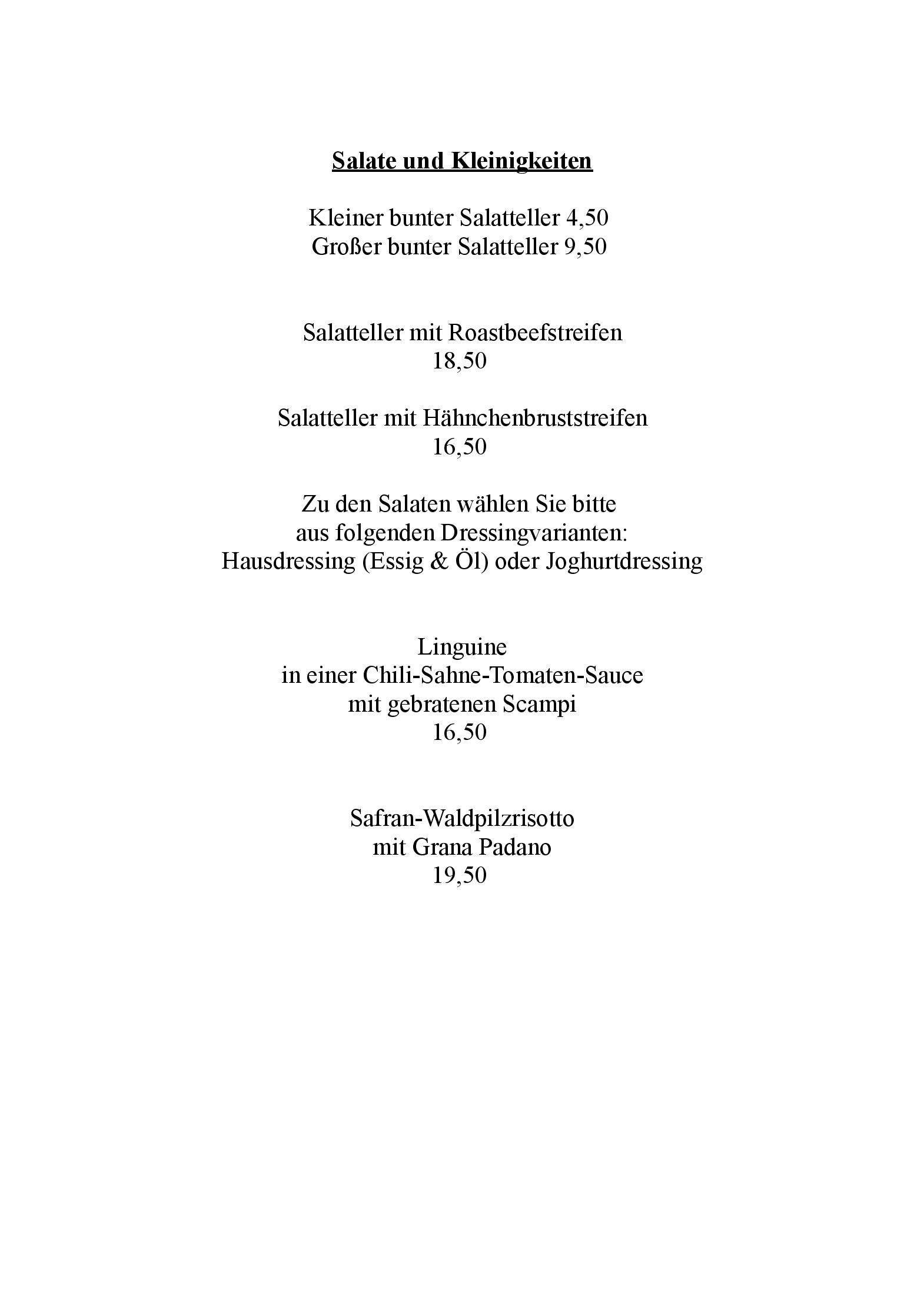 Speisekarte Herbst