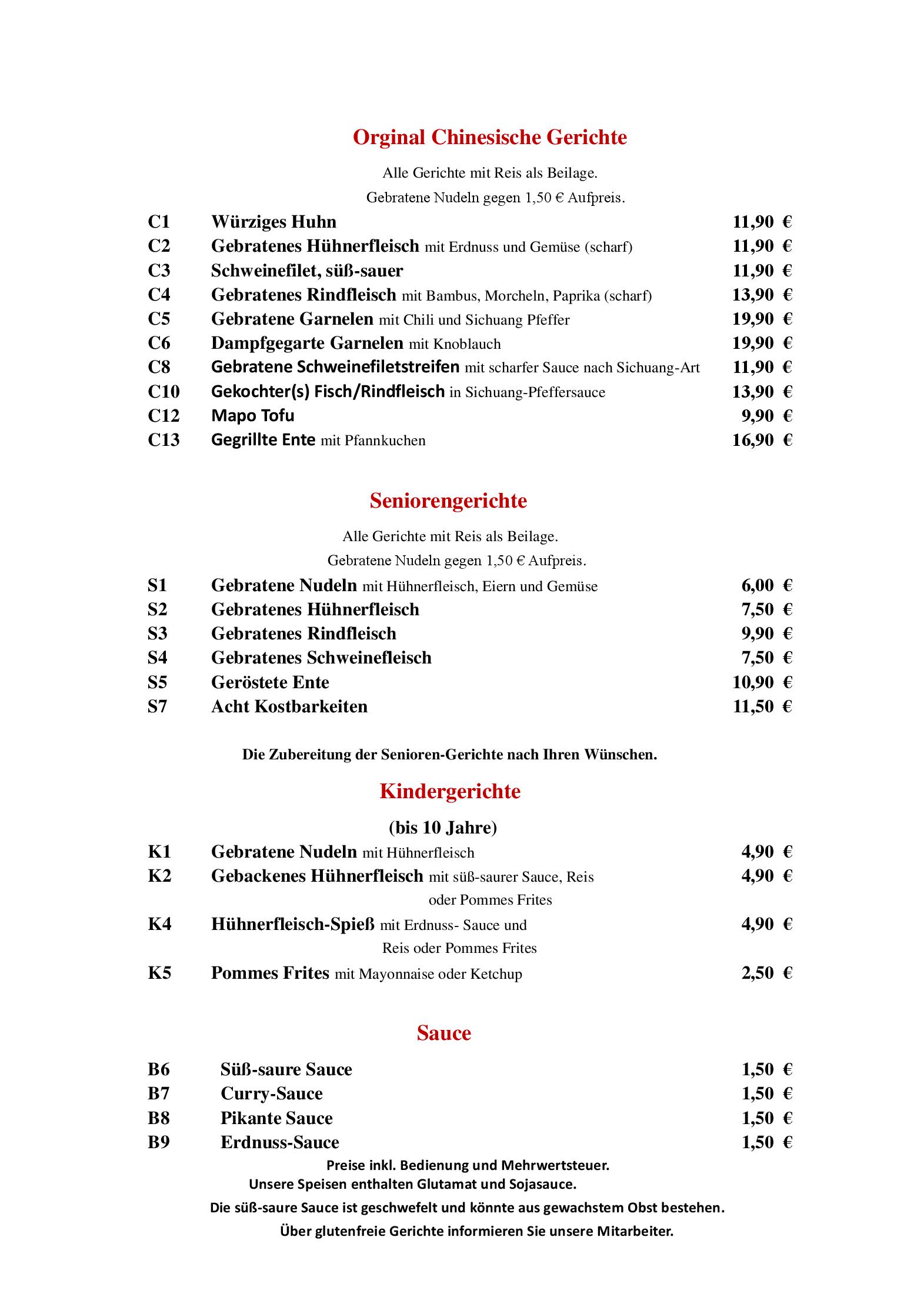 Speisekarte