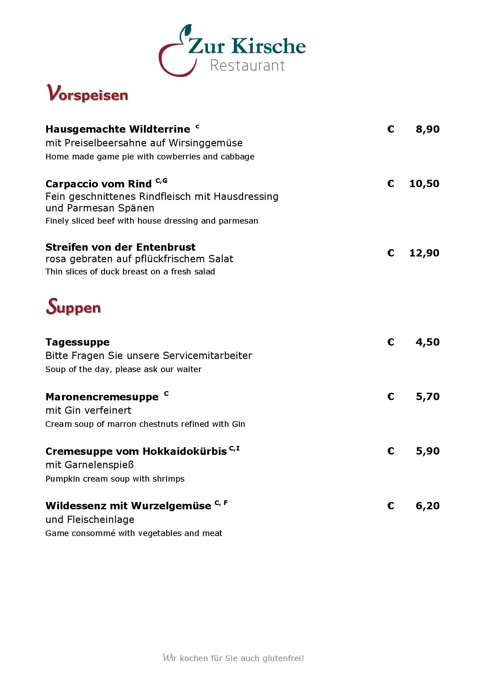 Speisekarte