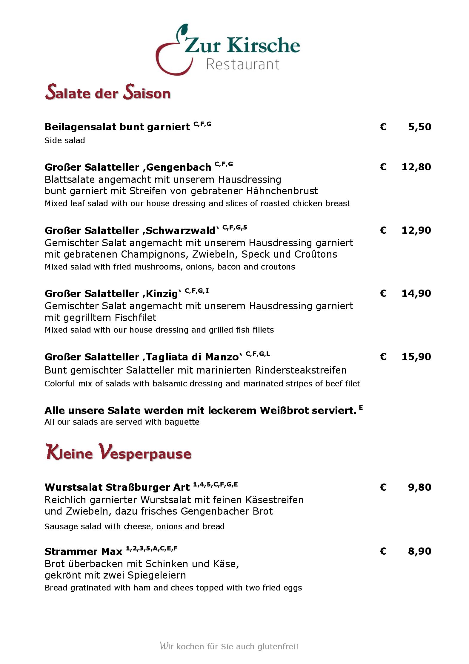 Speisekarte