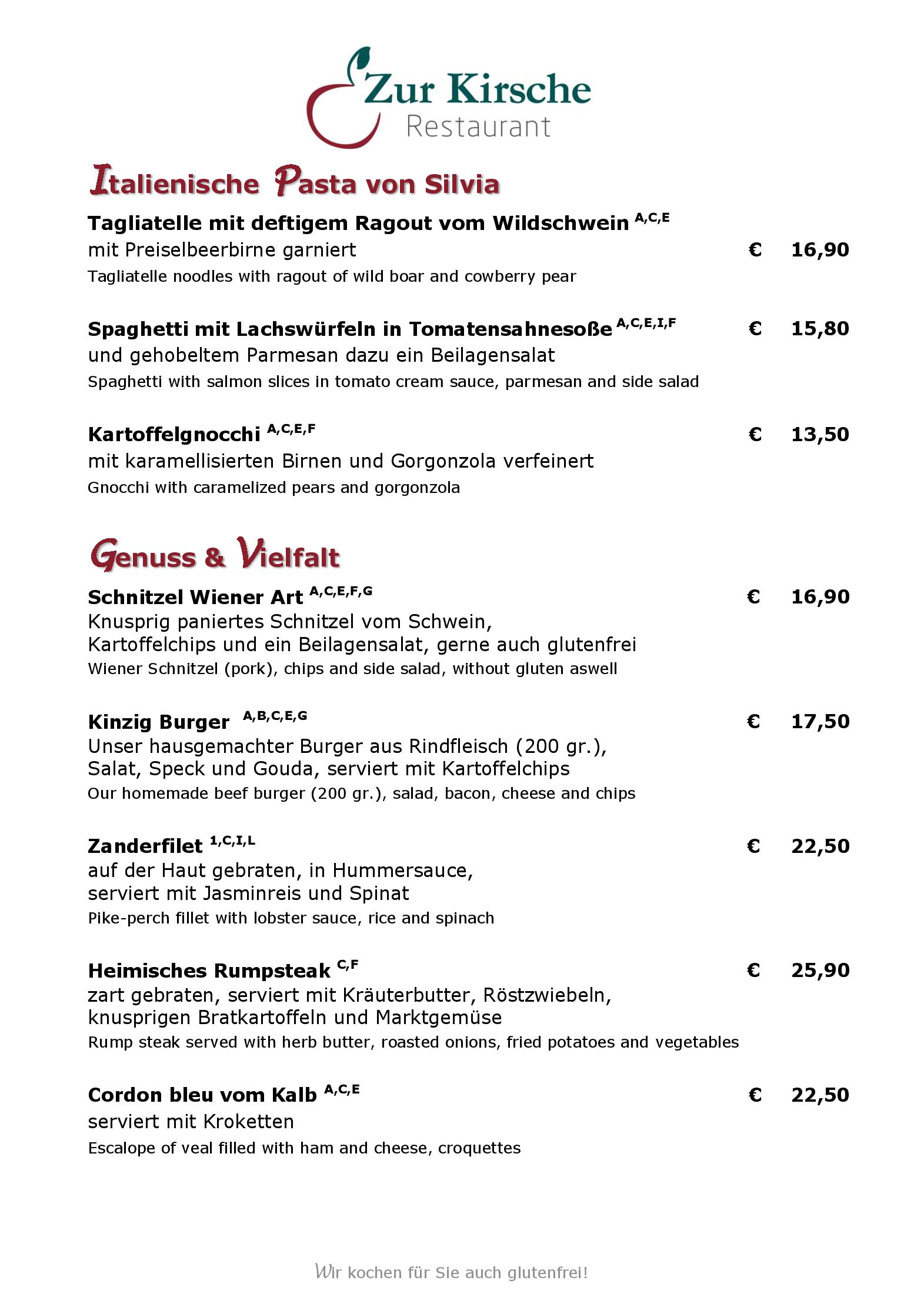 Speisekarte
