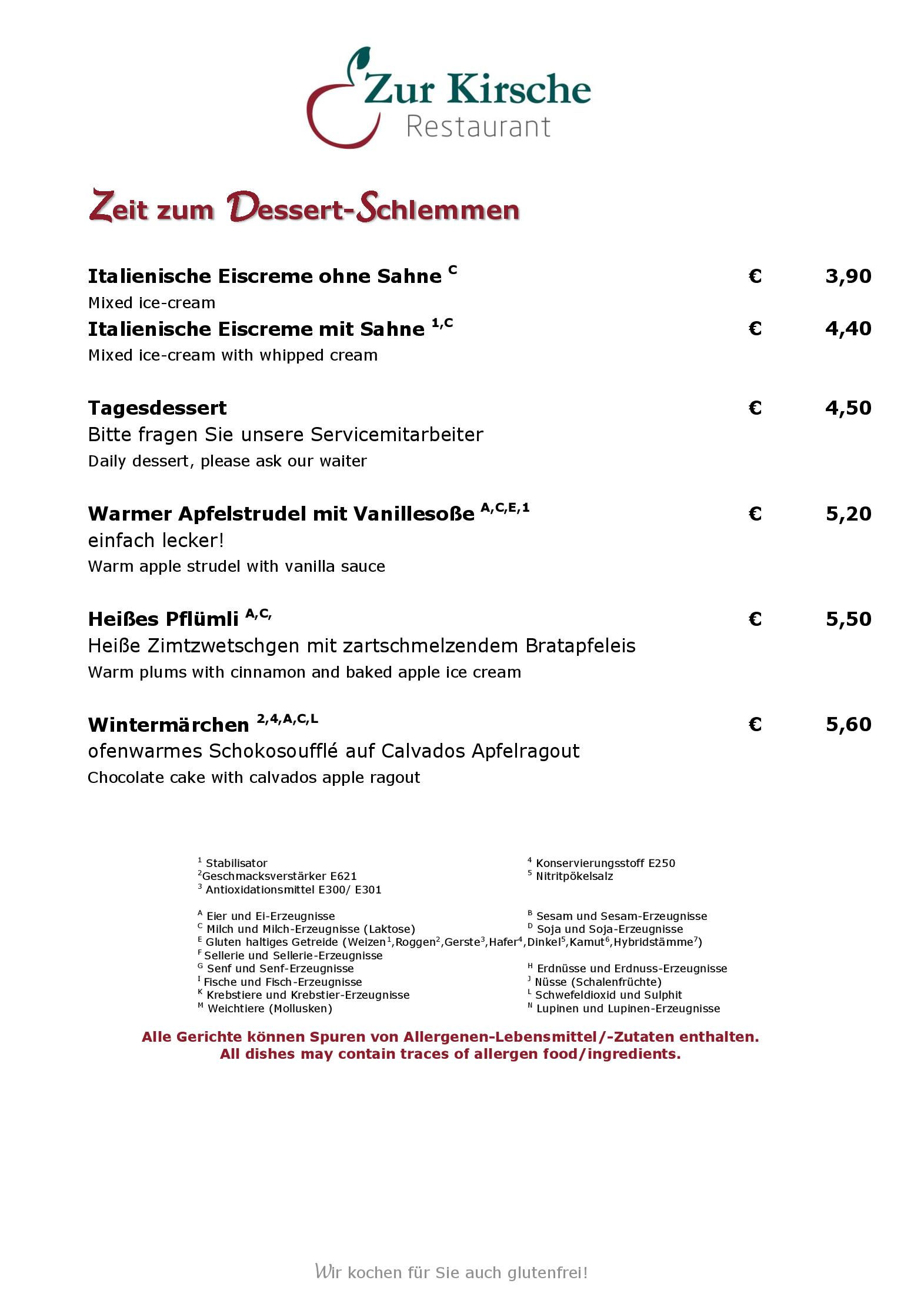 Speisekarte