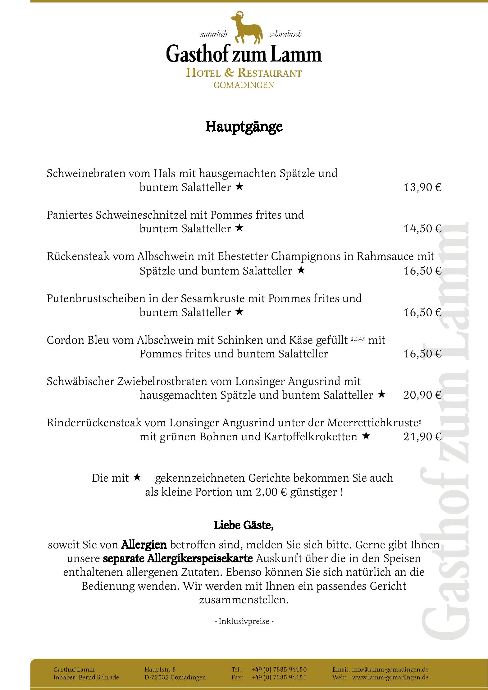 Speisekarte
