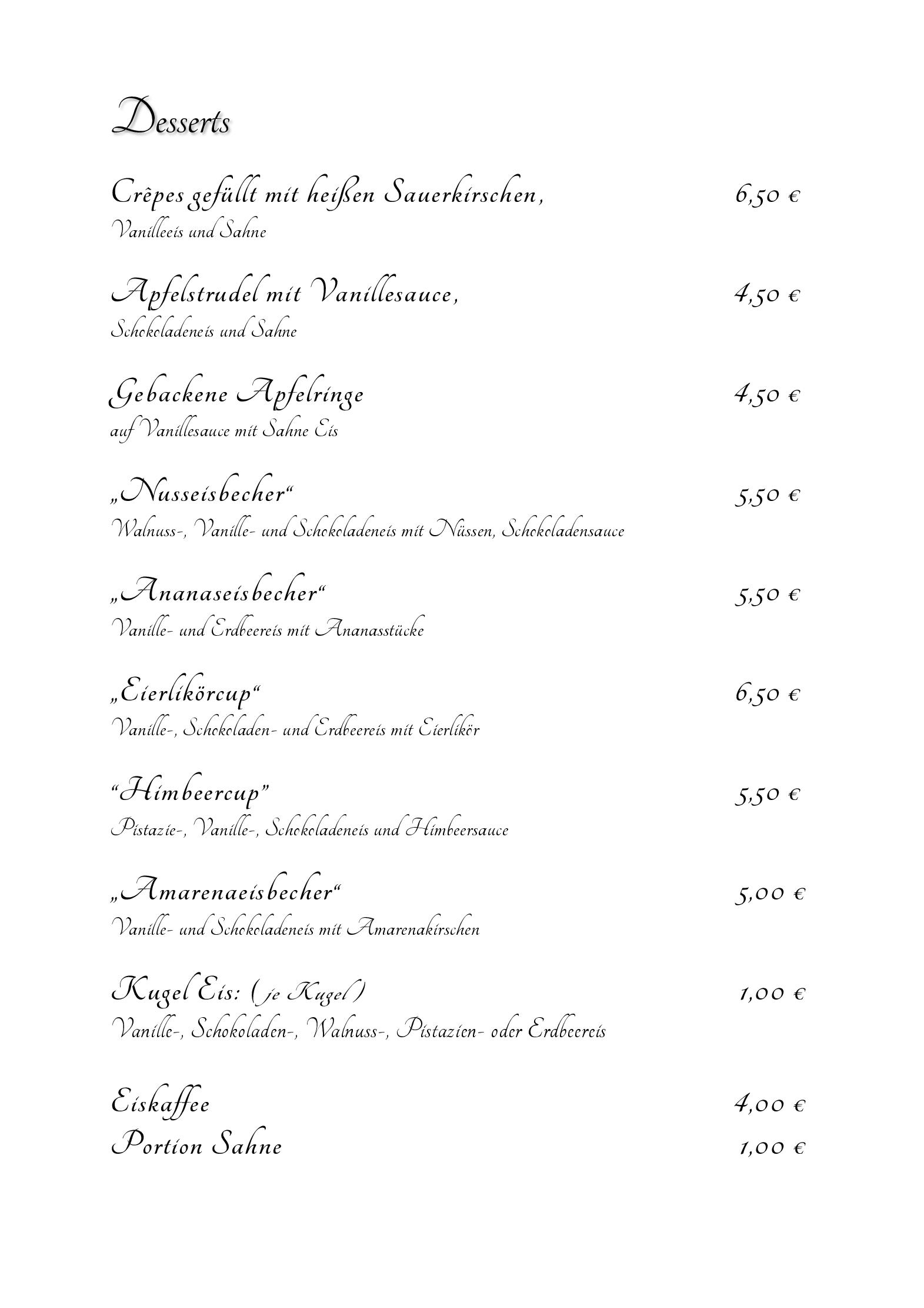Speisekarte