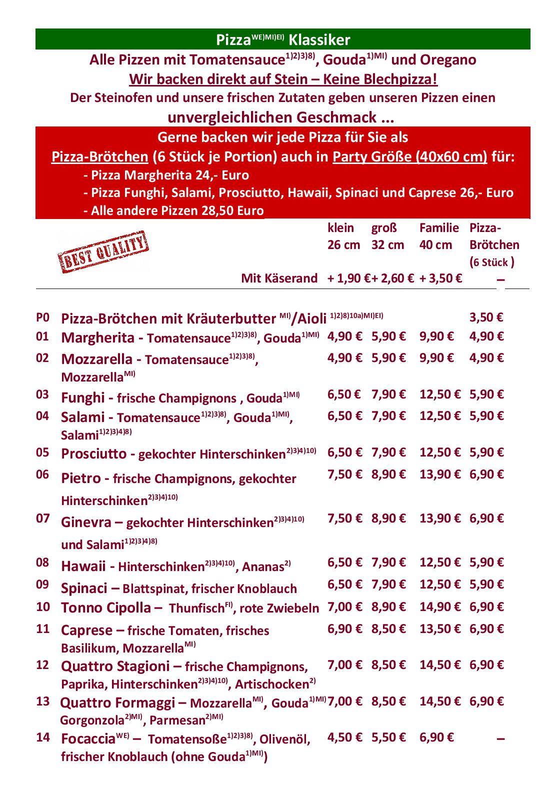 Speisekarte