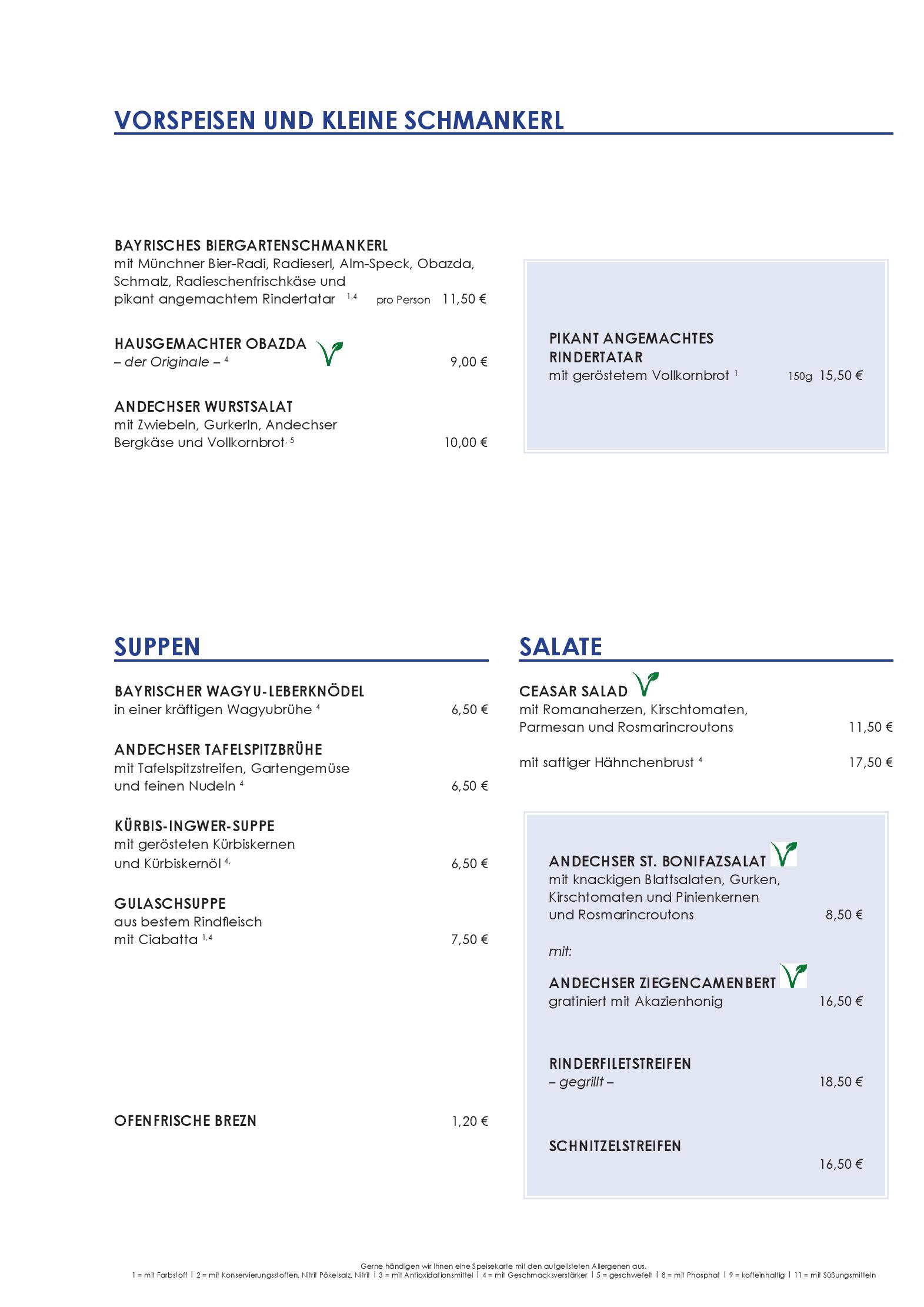 Speisekarte