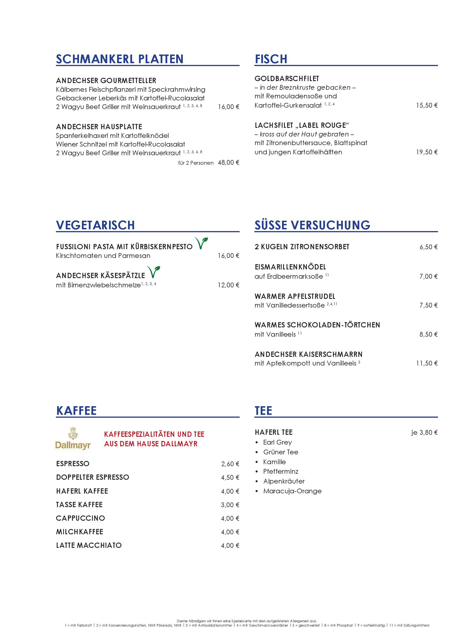 Speisekarte