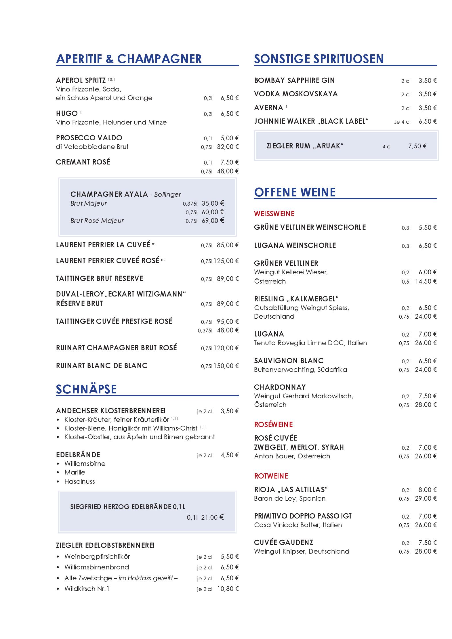 Speisekarte