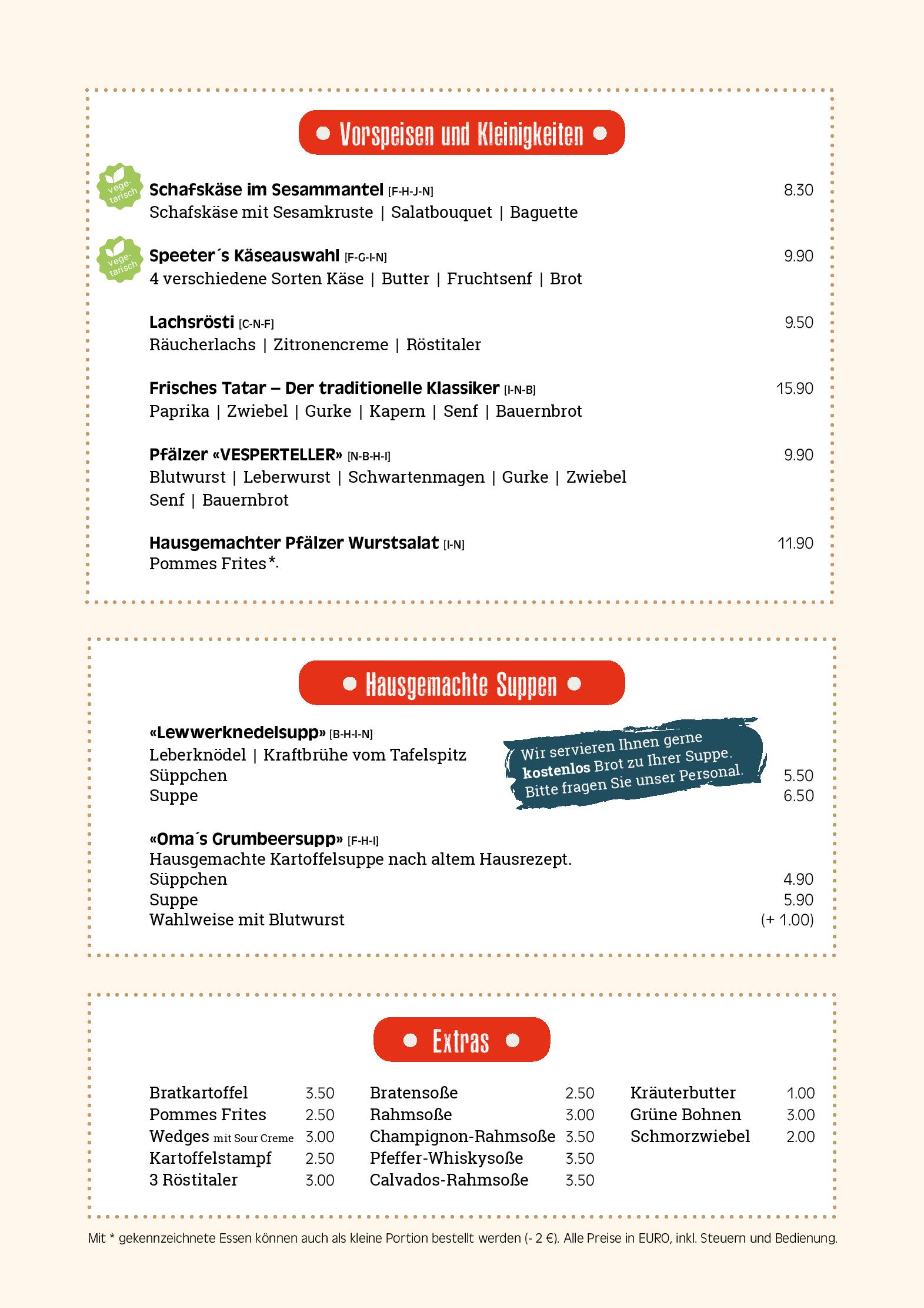 Speisekarte