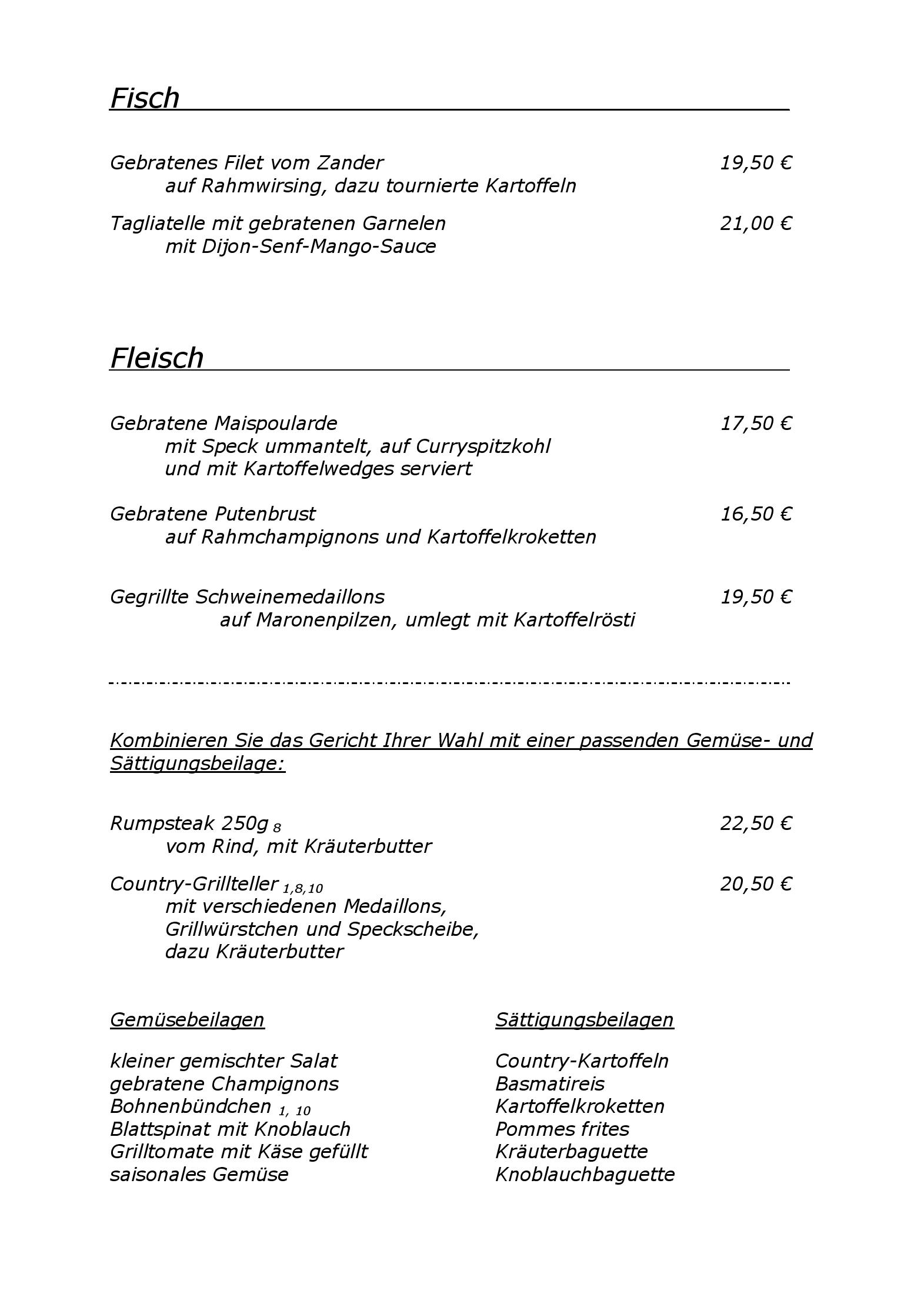 Speisekarte