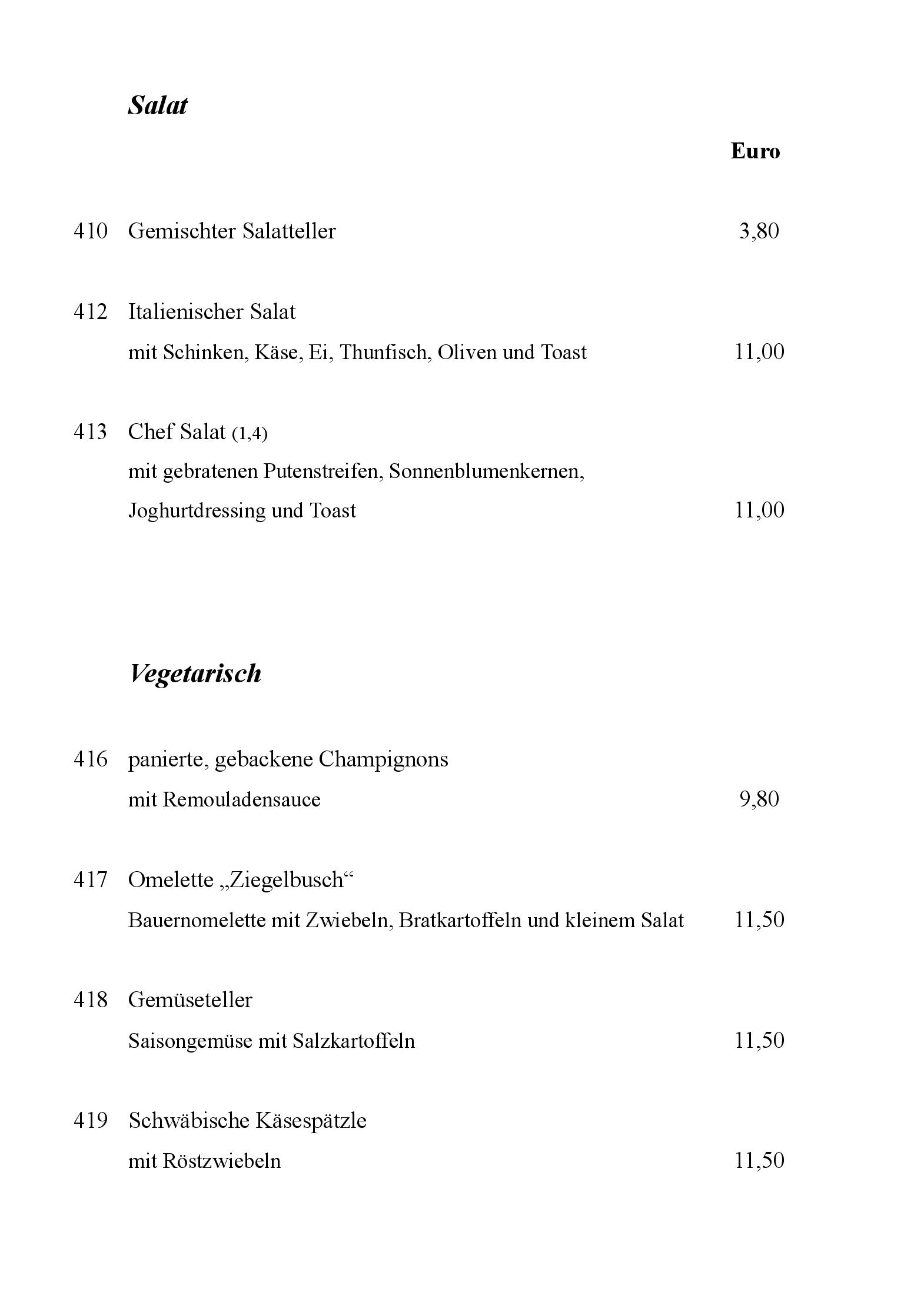 Speisekarte