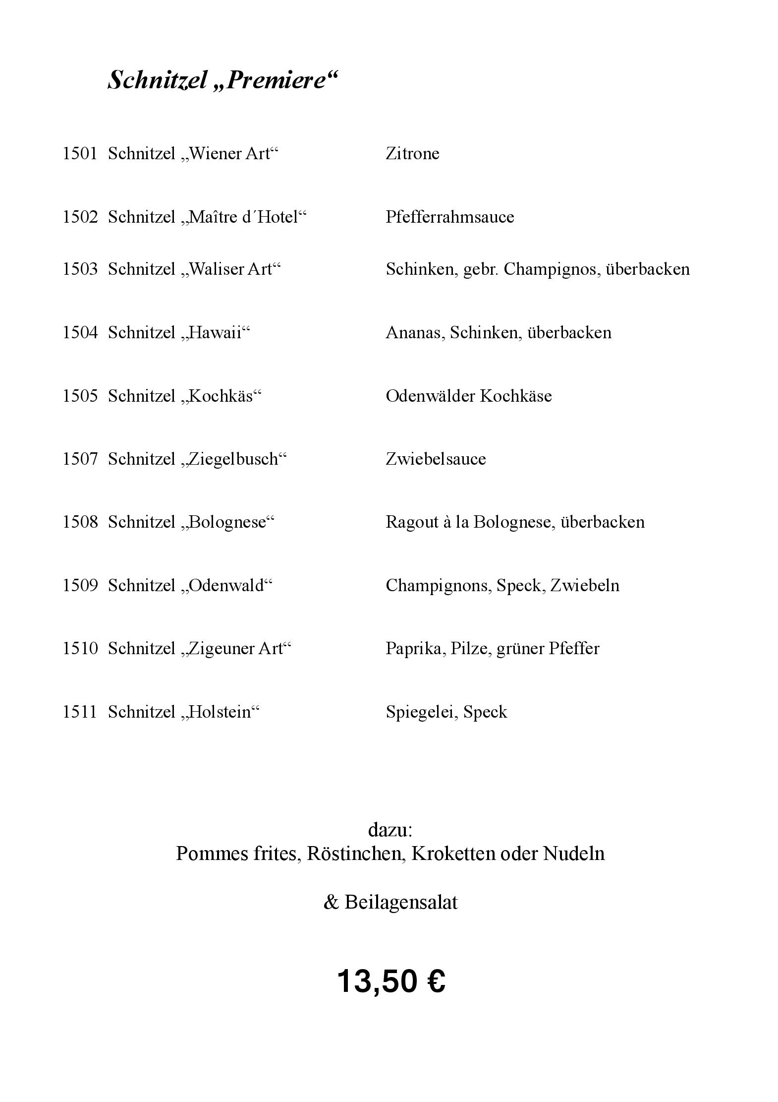 Speisekarte