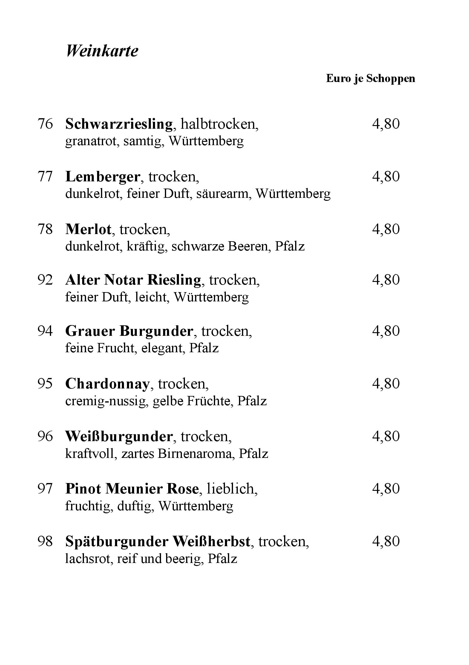 Speisekarte