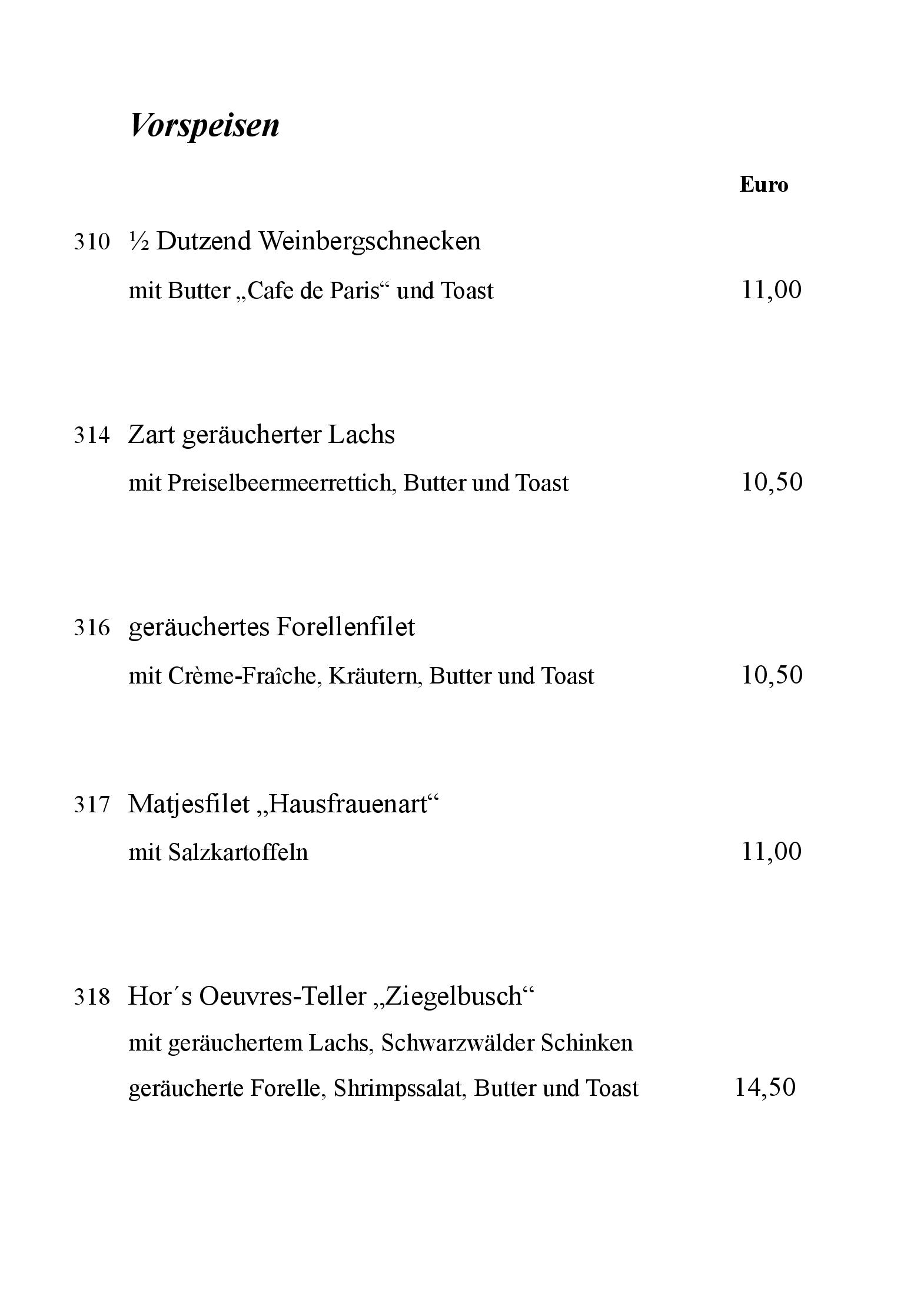 Speisekarte