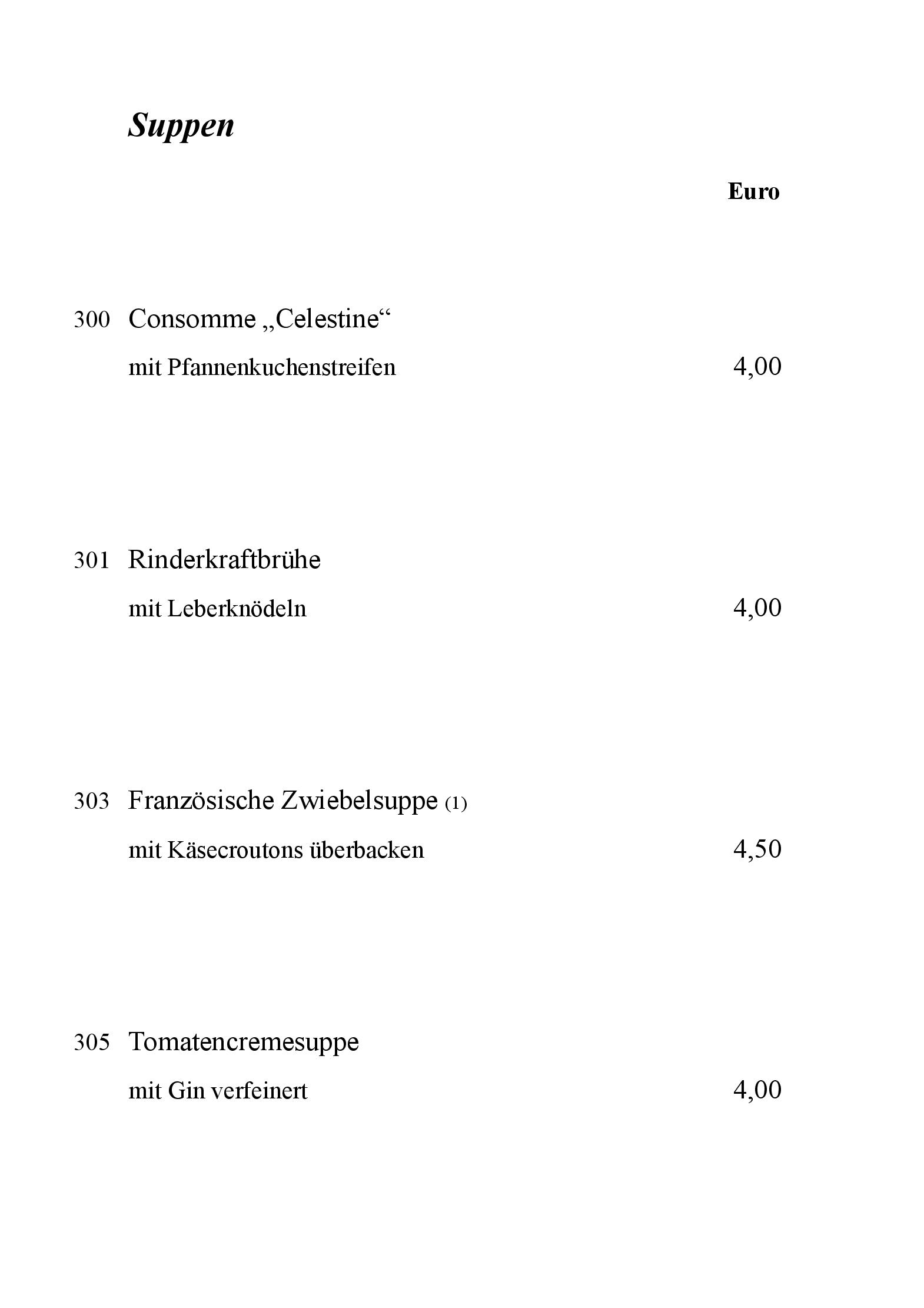 Speisekarte